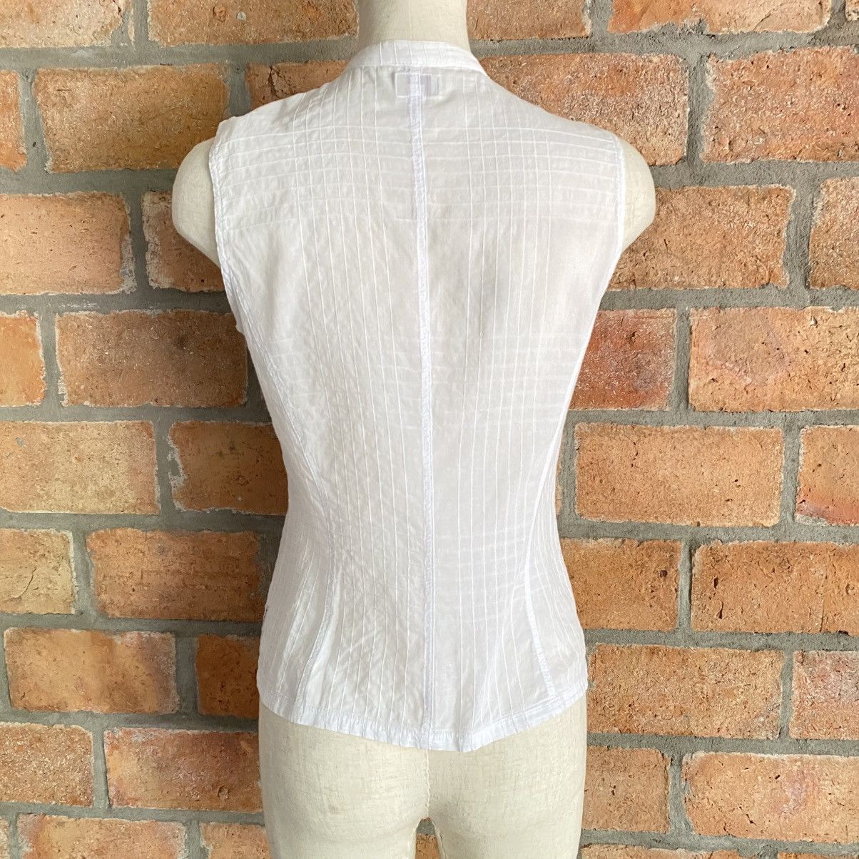 Armani ARMANI JEANS White Sleeveless Mandarin Collar Top Size S / US 4 / IT 40 - 15 Thumbnail