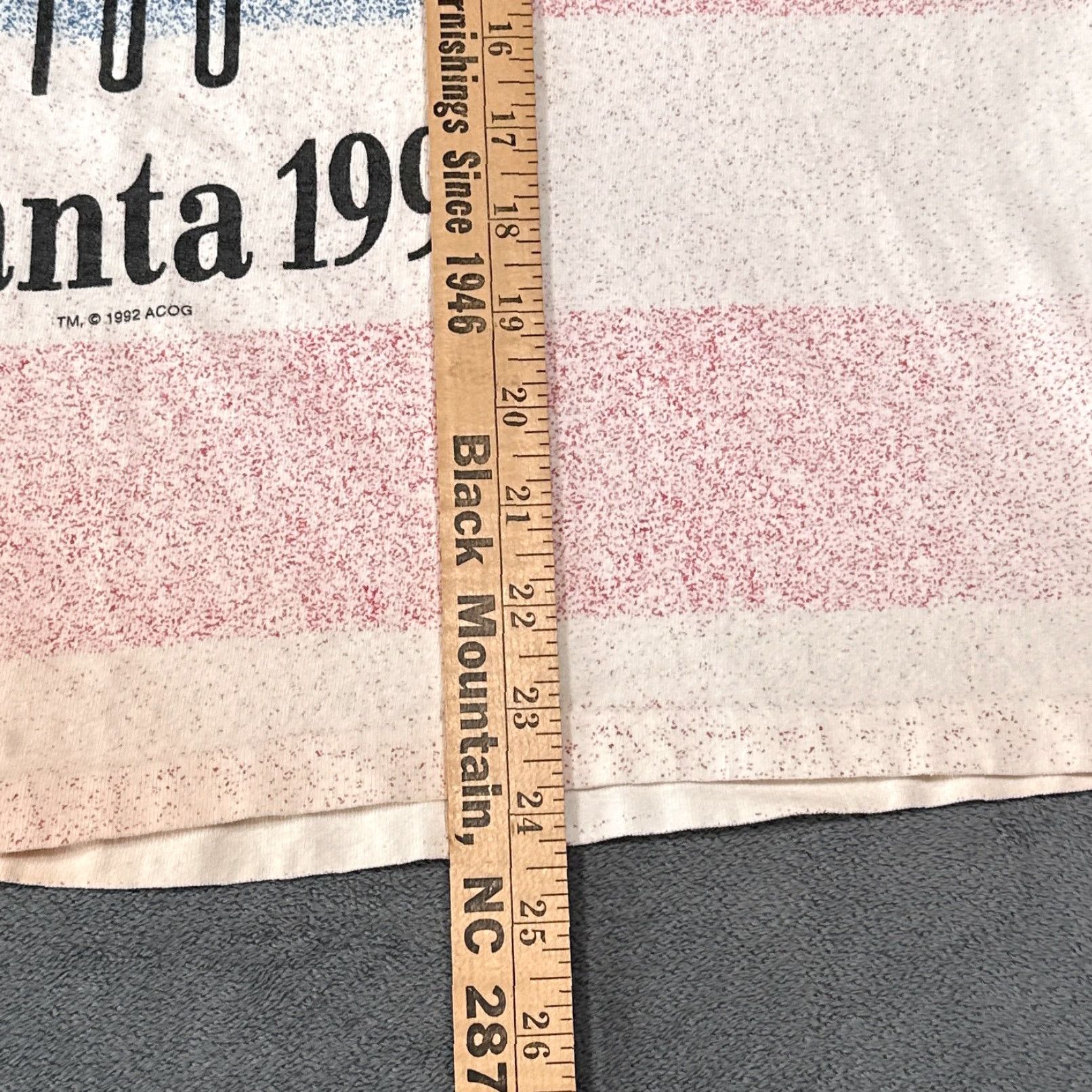 Hanes VINTAGE 1996 Atlanta Olympics T Shirt Hanes Beefy-T Mens Large White USA Flag Olympic Rings Retro Sports Patriotic 90s Size US L / EU 52-54 / 3 - 6 Thumbnail