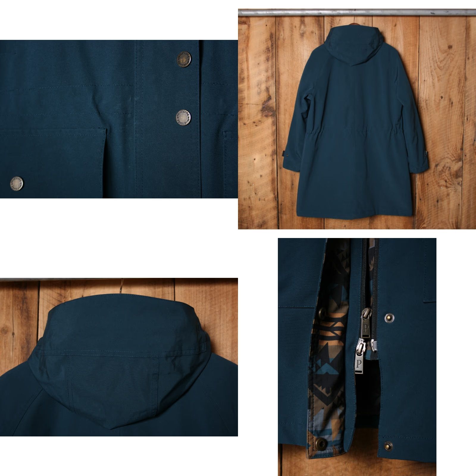 Pendleton VINTAGE Pendleton Bridgeport Moroccan Blue Water Resistant Hooded Jacket Women's L Blue Parka Hooded Water Resistant Jacket Size L / US 10 / IT 46 - 8 Thumbnail