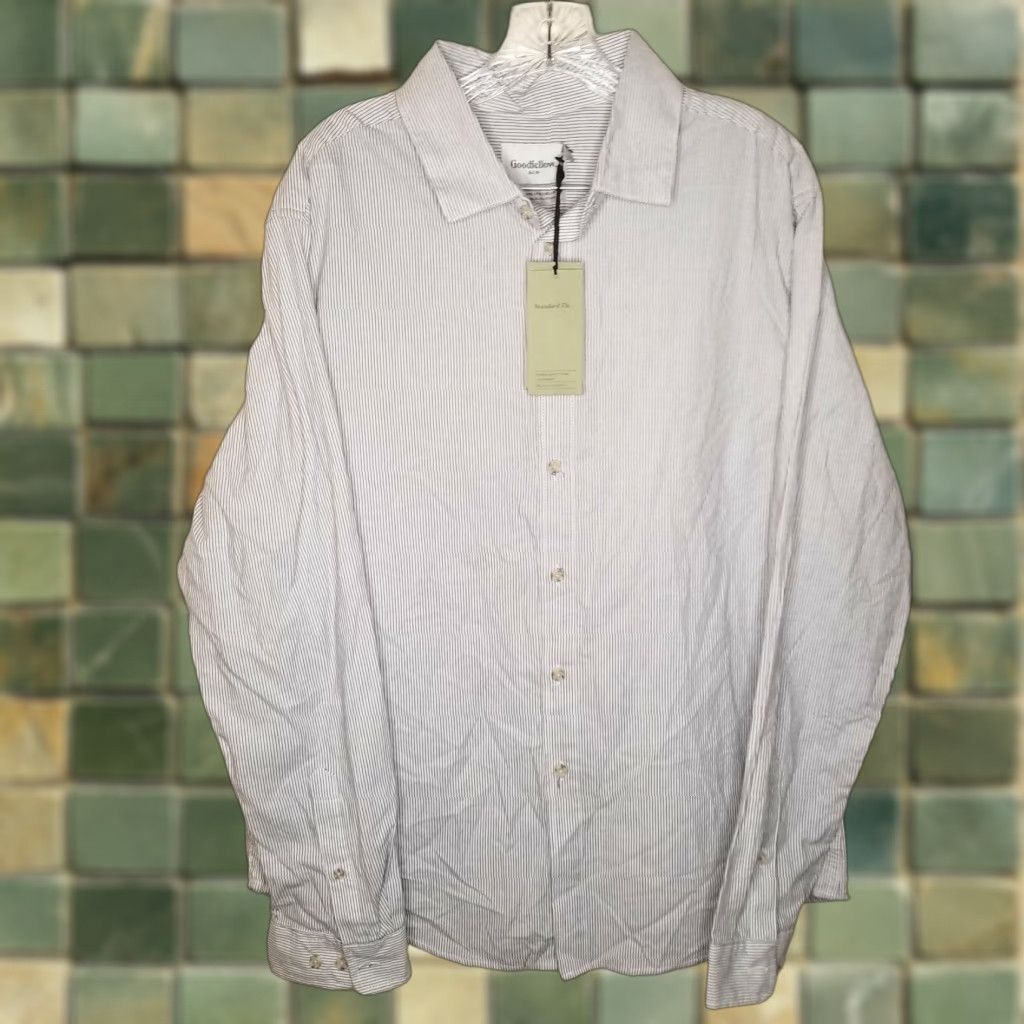 Vintage VINTAGE Goodfellow Men's Long Sleeve Button-Up Shirt XL Gray Striped Casual Clothing Size US XL / EU 56 / 4 - 1 Thumbnail