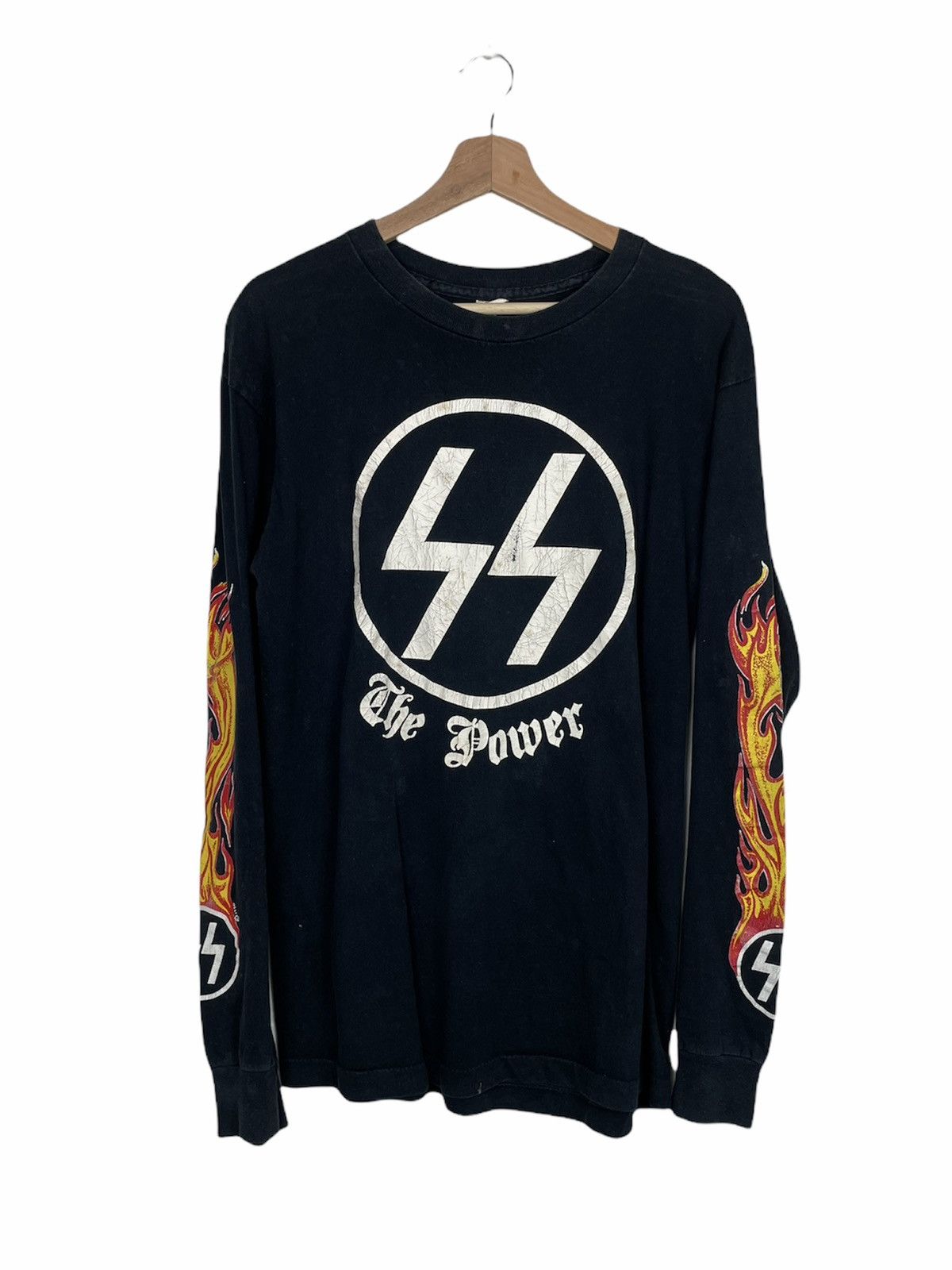 The Leather Shop × Vintage Vtg 90s Concho Creations Long Beach SS Flames LS Tee USA Size US L / EU 52-54 / 3 - 1 Thumbnail