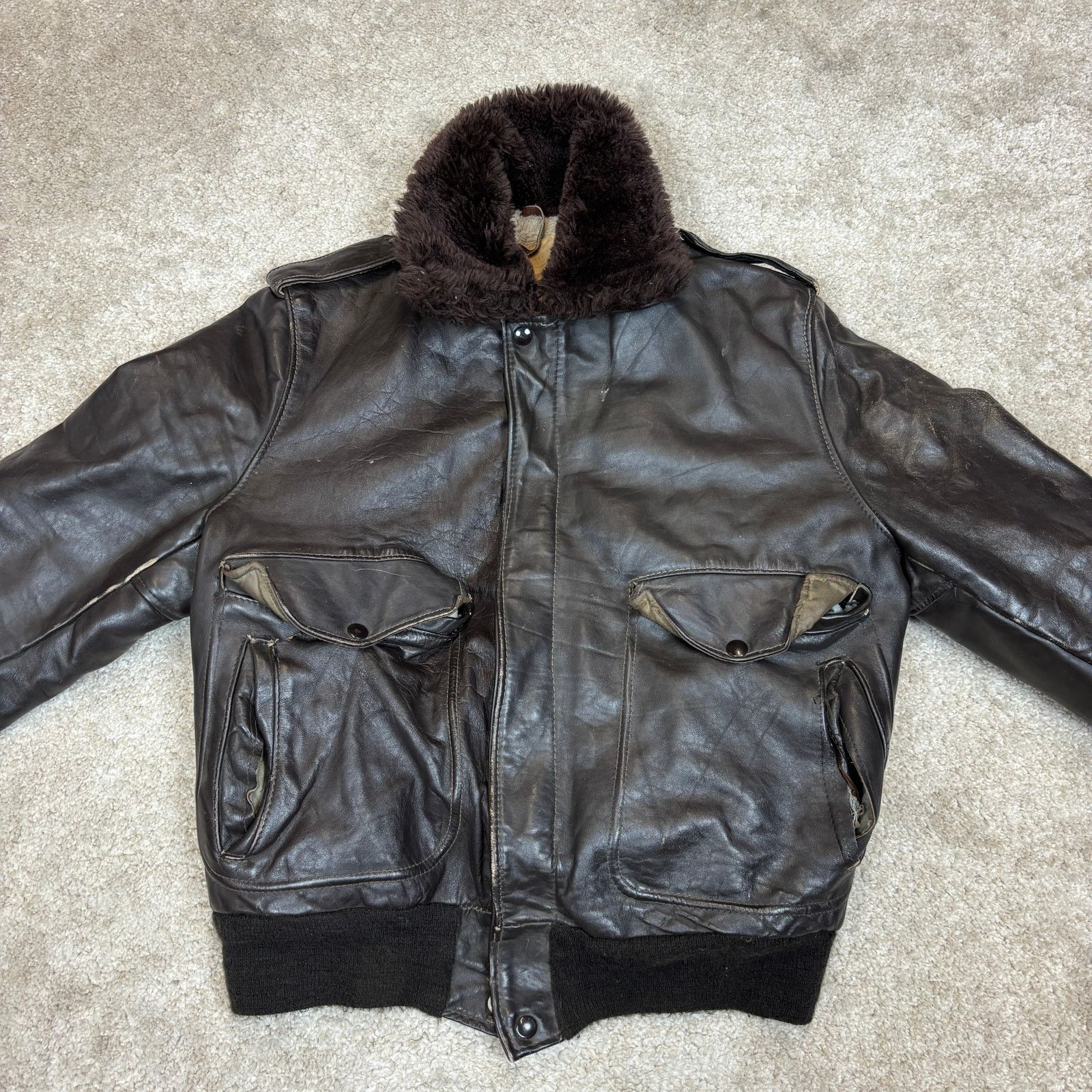 Schott × Vintage VTG 60s Schott Bros IS 674 MS A2 Flight Bomber Men's 42 Size US L / EU 52-54 / 3 - 2 Thumbnail