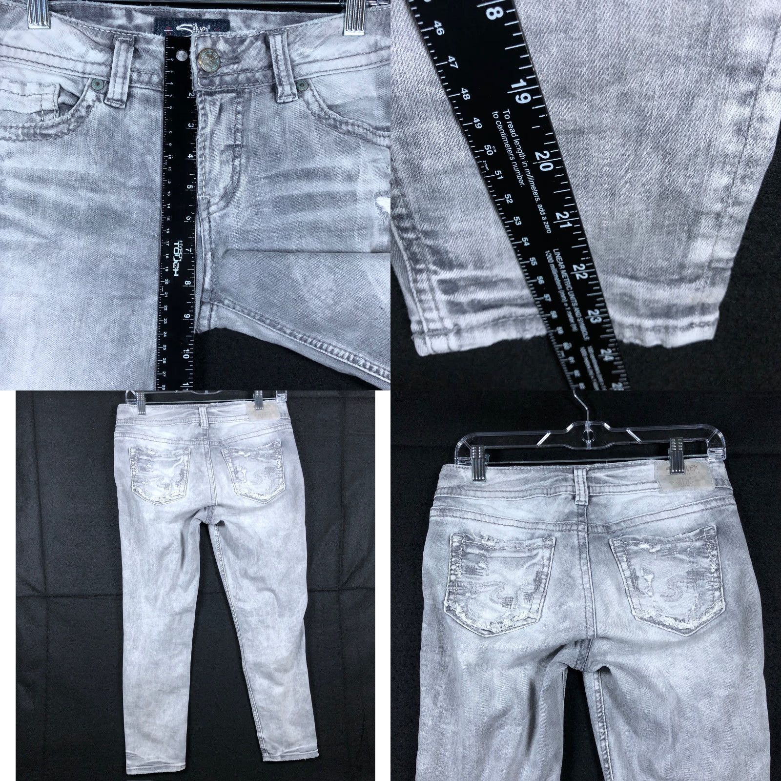 Silver Jeans Co. Silver Jeans Co. Gray Denim Mid Rise Elyse Skinny Crop Stretch 26x24 Jeans Womens Size 30" / US 8 / IT 44 - 8 Thumbnail