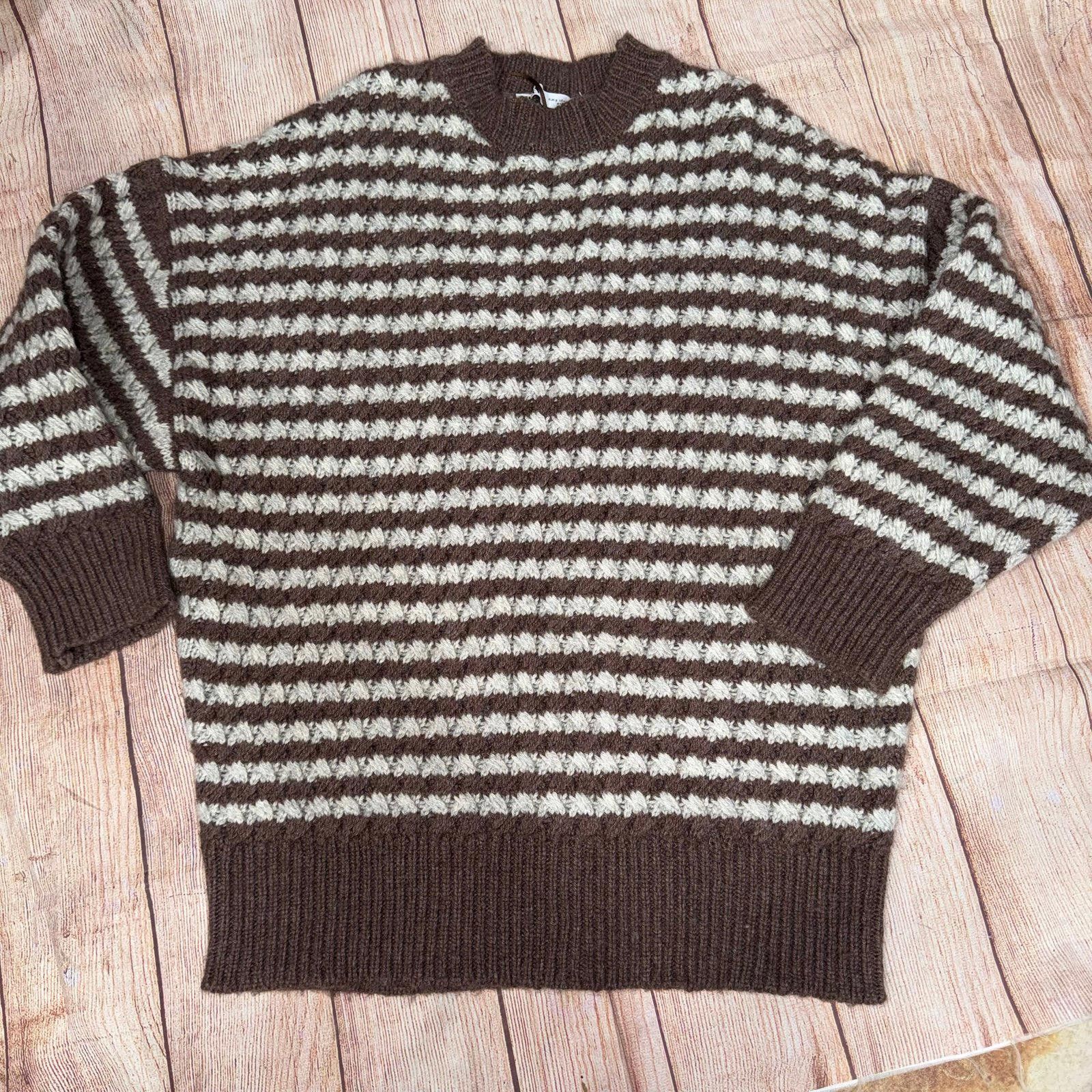 Zara Zara Small Brown and White Striped Knit Sweater Size S / US 4 / IT 40 - 1 Thumbnail