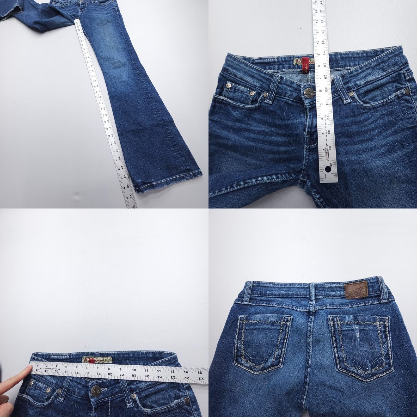 Vintage BuckIe Buckle BKE Madison Low Rise Boot Flare Jeans 26x31.5 Dark Wash Denim Blue Women Regular Jeans Size 26" / US 2 / IT 38 - 8 Thumbnail
