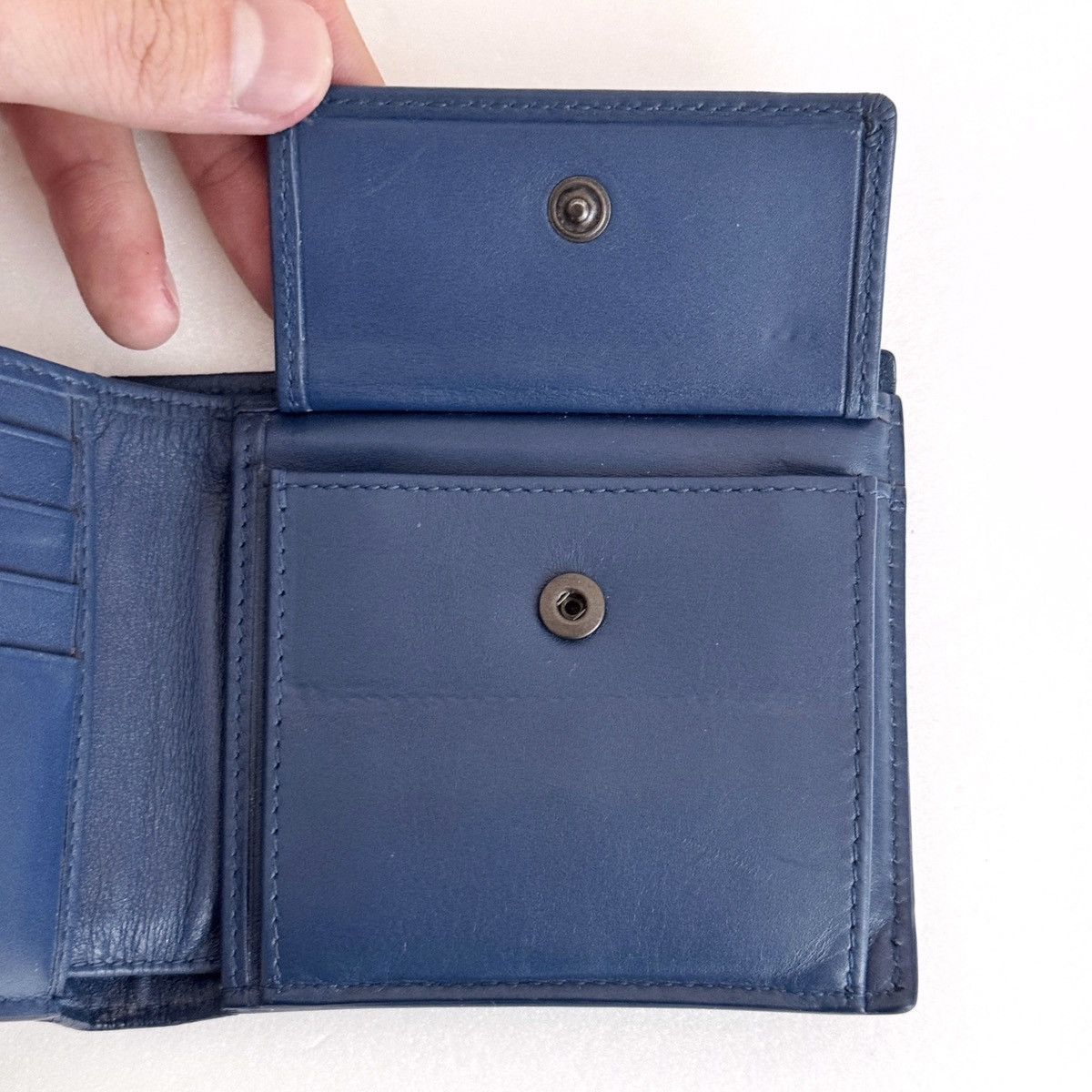 Bottega Veneta Bottega Veneta Intrecciato Blue Bifold Wallet Coin Pocket Size ONE SIZE - 9 Thumbnail