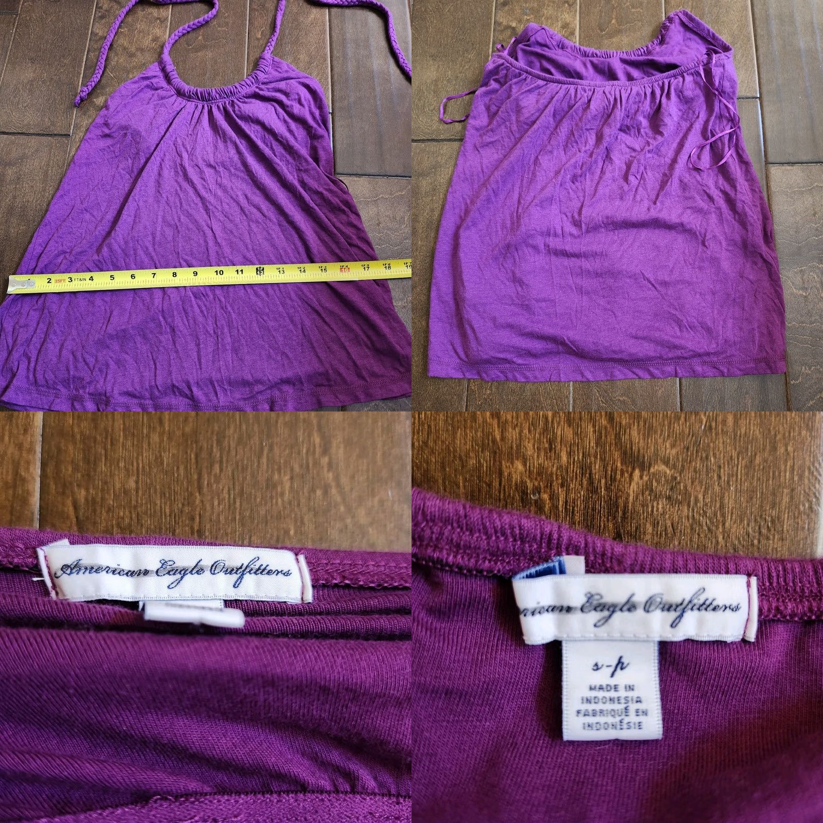 American Eagle Outfitters American Eagle Outfitters Tank Women S/P Purple Tie Halter Top Sleeveless Solid Basic Summer Casual Party/Cocktail Travel Machine Washable Comfort Fit Size S / US 4 / IT 40 - 8 Thumbnail