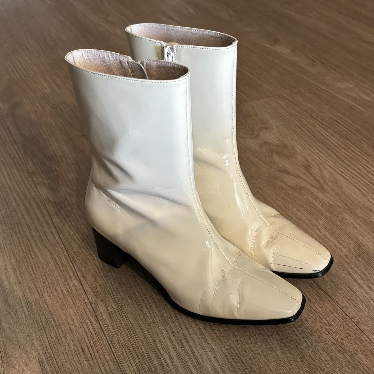 INTENTIONALLY BLANK INTENTIONALLY BLANK Cream Heeled Boots Size US 7 / IT 37 - 2 Thumbnail