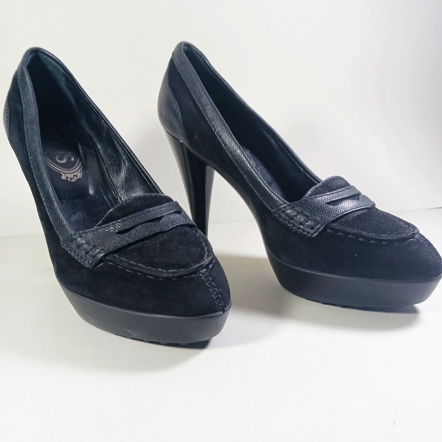 Tod's Tod's Black Suede/Leather Size 36 1/2 High Heel Pumps Size US 6.5 / IT 36.5 - 2 Thumbnail