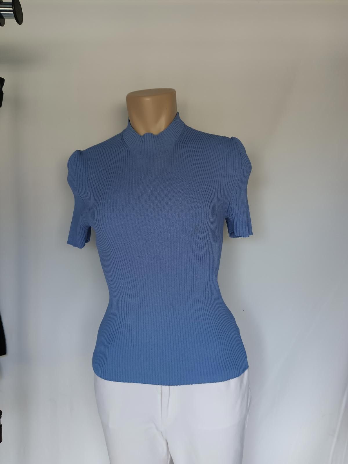 Jones New York Jones New York Ribbed Short Sleeve Top - Light Blue Size M / US 6-8 / IT 42-44 - 1 Thumbnail