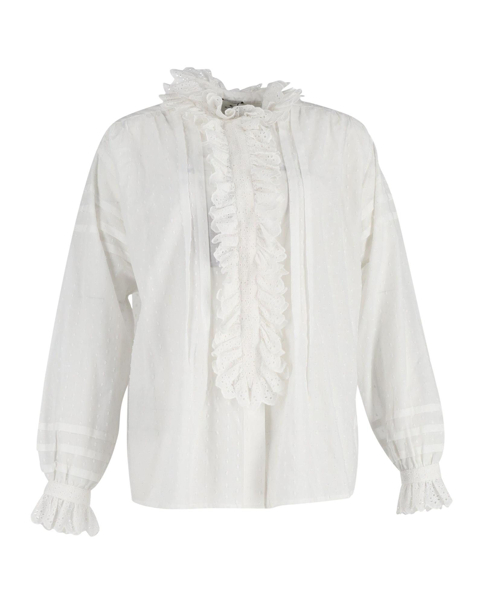 image of Etro White Cotton Ruffled Shirt Top, Women's (Size Small)