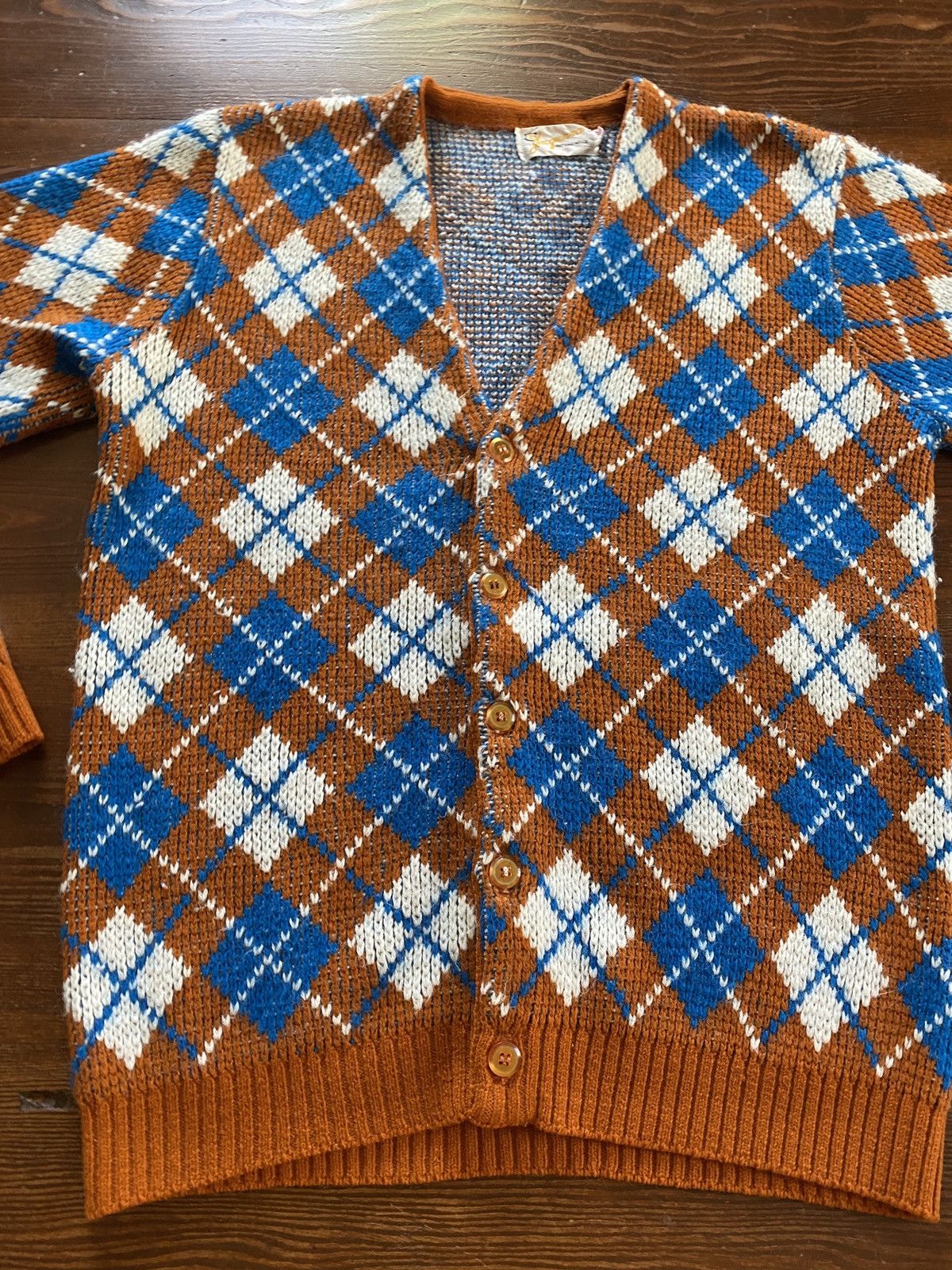 Retrofit Vintage 50’s/60’s Jacquard Knitting Mills Argyle Cardigan Size US XS / EU 42 / 0 - 3 Thumbnail
