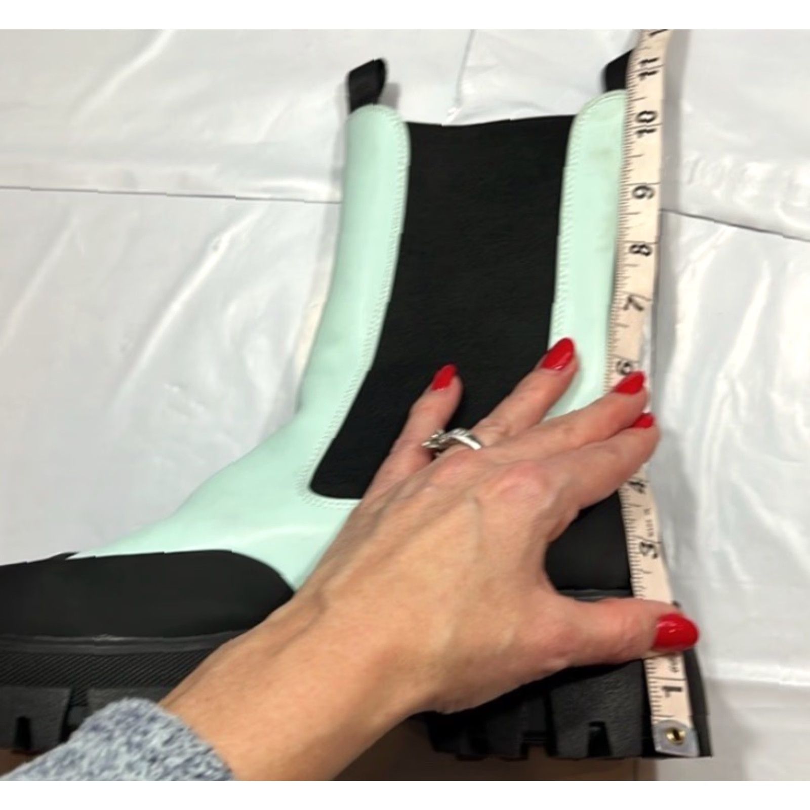 Azalea Wang AZALEA WANG Chelsea Boots EMO Punk Light Blue Black 11 Women’s Mid Calf Chunky Heel Street Clubwear Fashion Chelsea Boot Size US 11 / IT 41 - 4 Thumbnail