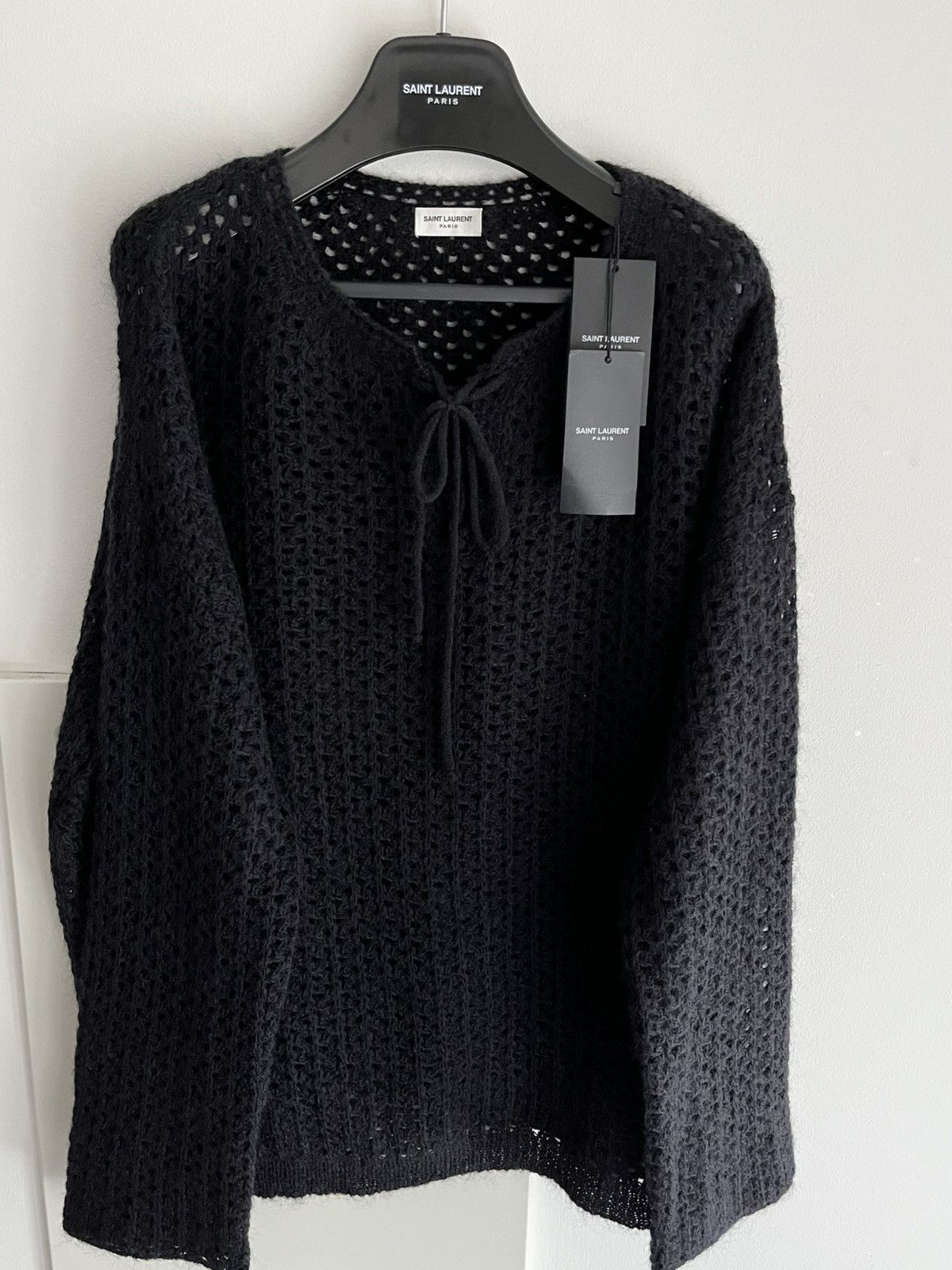 Saint Laurent Paris Saint Laurent Super Runway Laced Crochet Distressed Sweater Size US XL / EU 56 / 4 - 23 Thumbnail