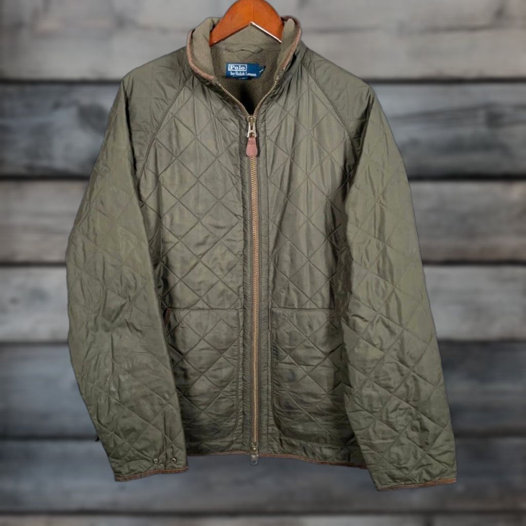 Polo Ralph Lauren Polo Ralph Lauren Quilted Zip Jacket Adult Large Olive Green Bomber Jacket Mens Size US L / EU 52-54 / 3 - 1 Thumbnail
