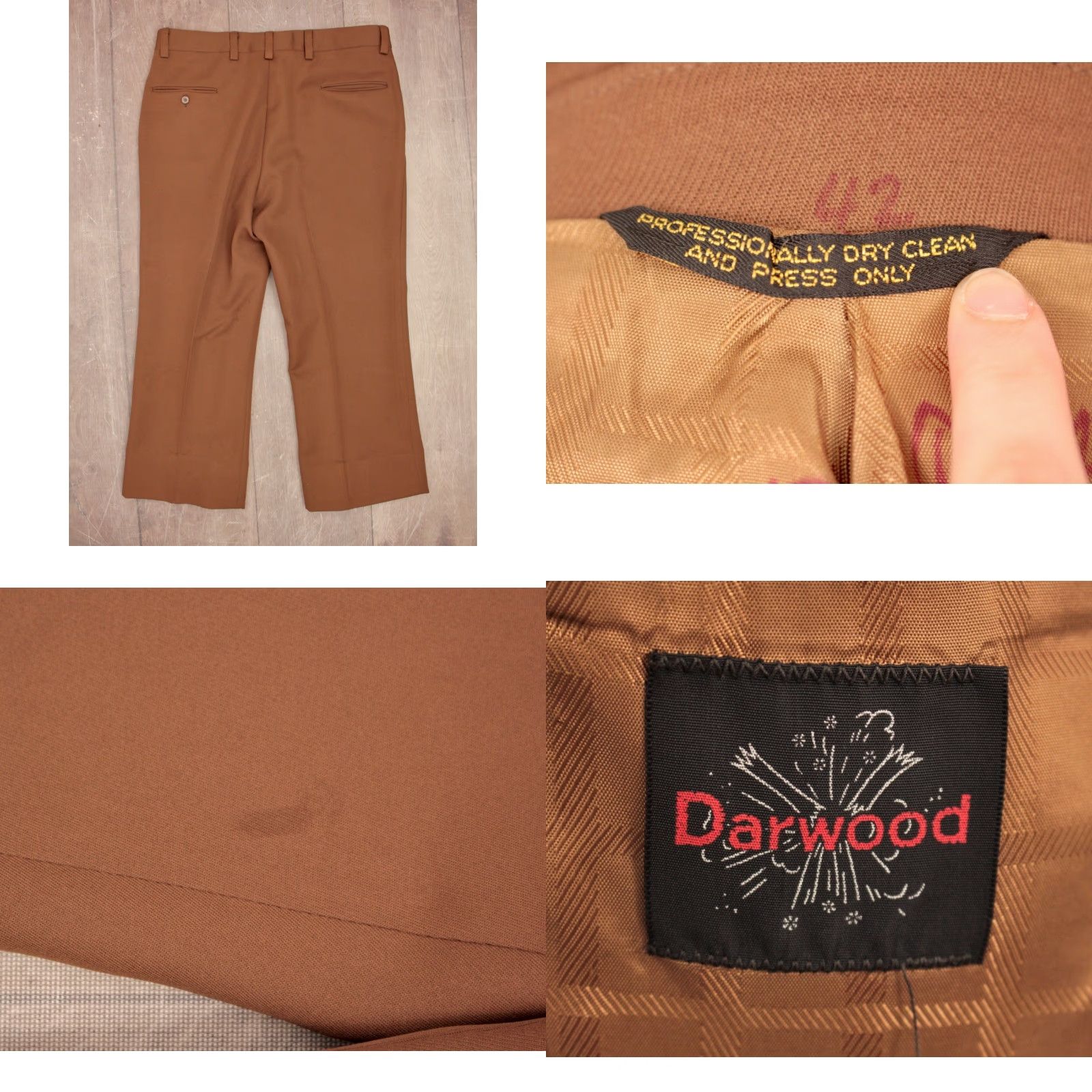 Vintage VINTAGE Darwood Leisure Suit Shirt 70s Brown Mens L 1970s Disco Polyester Size 42R - 8 Thumbnail