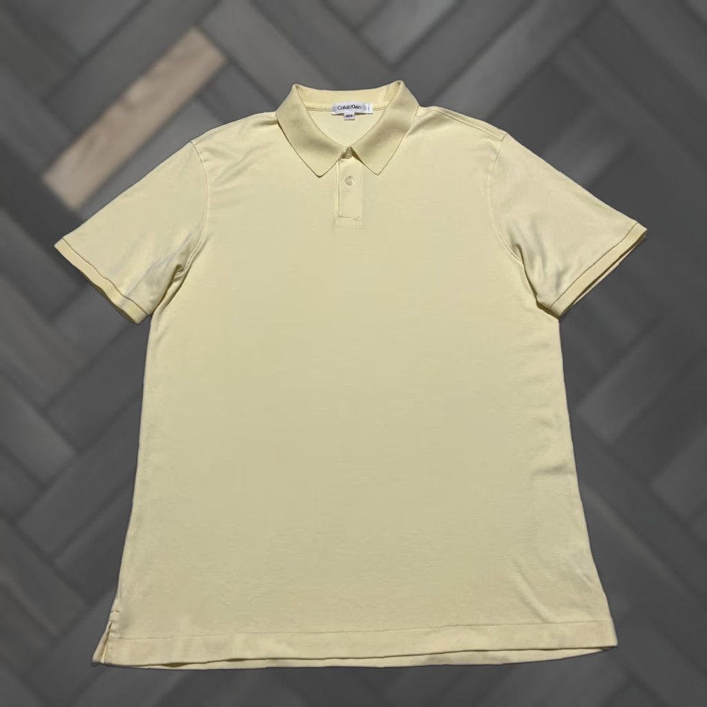 Calvin Klein Calvin Klein Polo Shirt Mens L Short Sleeve Yellow Solid 100% Cotton Golf Tennis Casual Classic Size US L / EU 52-54 / 3 - 1 Thumbnail