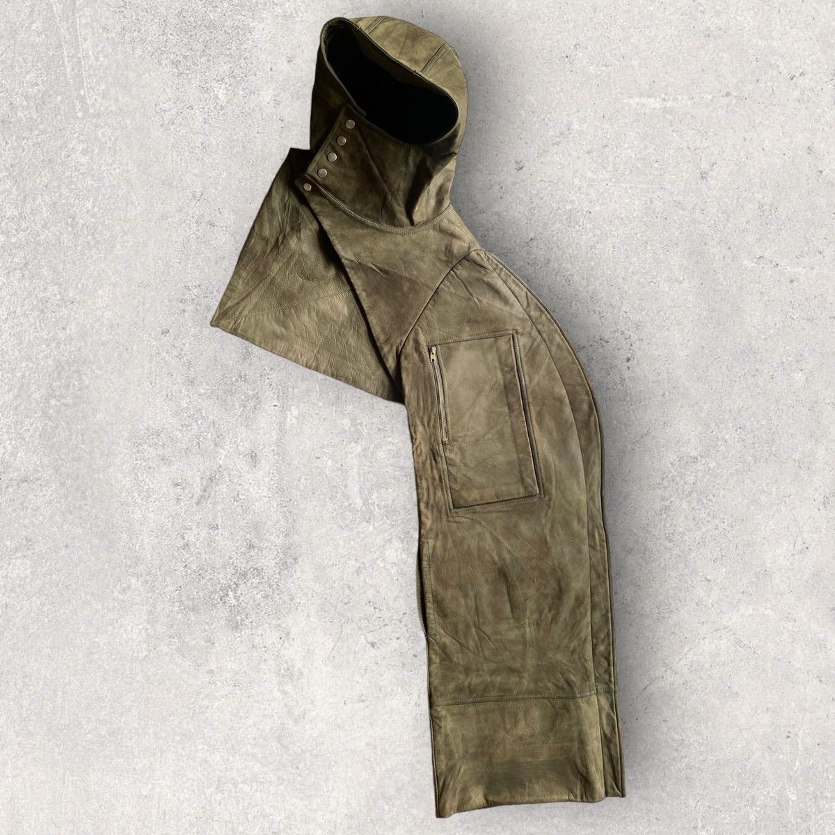 image of Rick Owens Fw15 Sphinx Leather Jumbo Hoodie Sleeve Bag in Green, Men's (Size Medium)