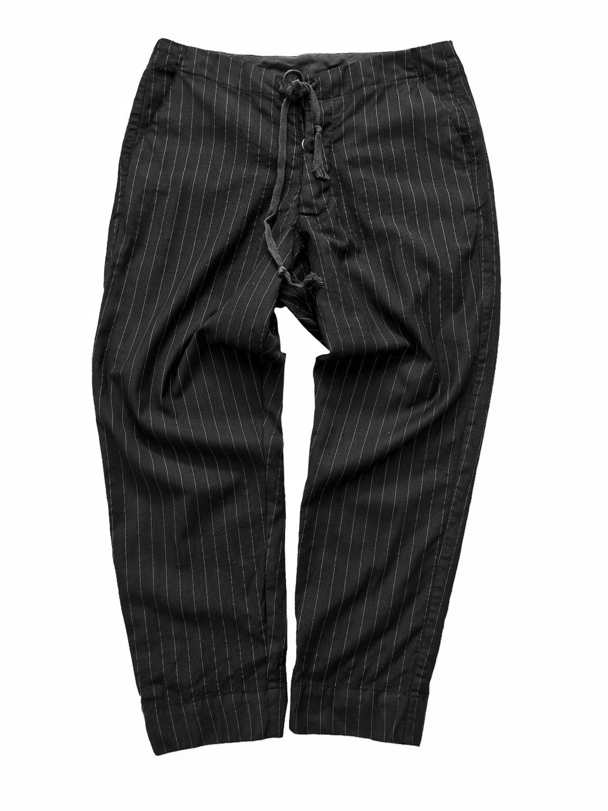 image of Greg Lauren Sz1 2016 Striped Woven Slim Lounge Pant in Black, Men's (Size 28)