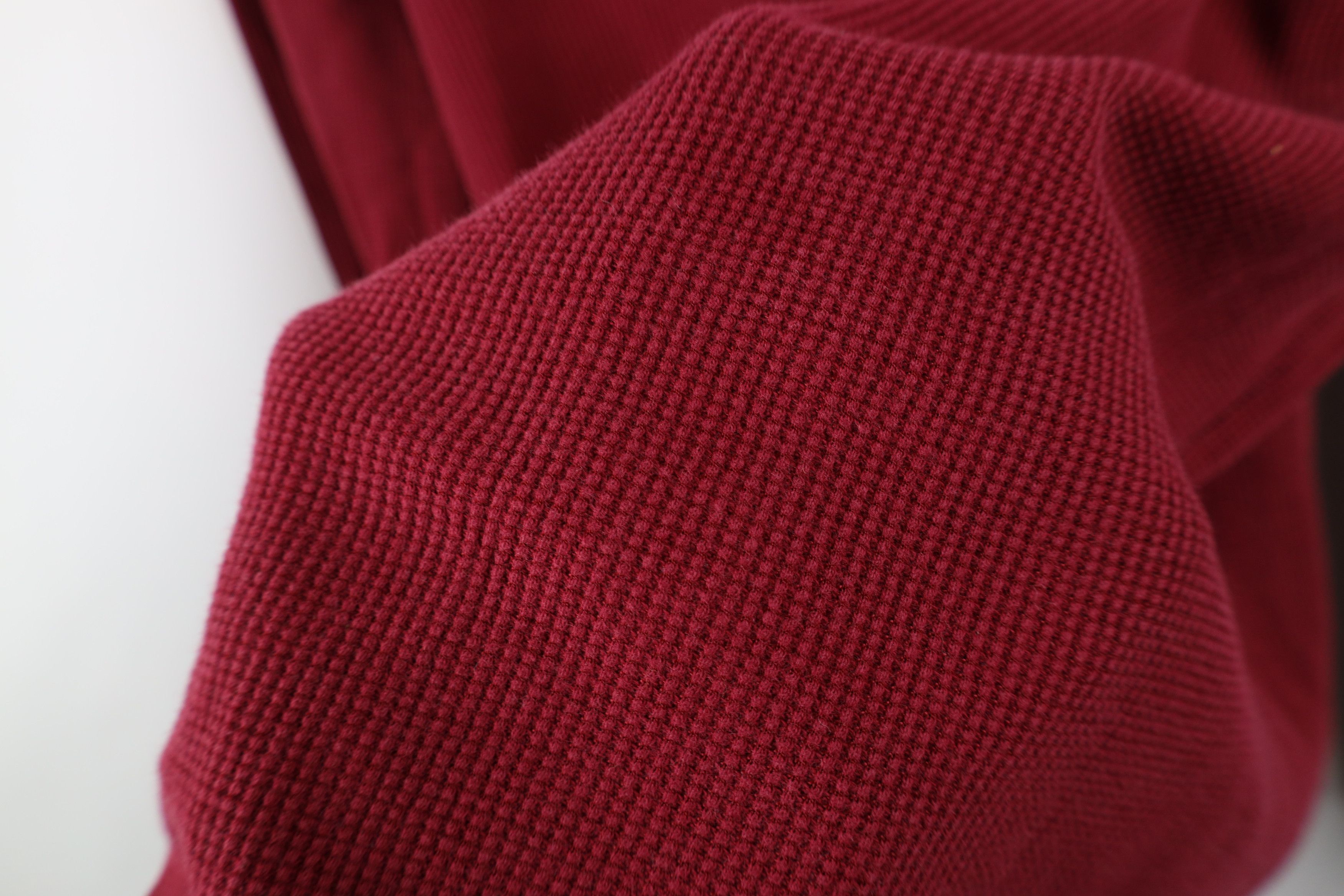 Vintage Vintage 90s Streetwear Waffle Knit Henley T-Shirt Red Size US M / EU 48-50 / 2 - 9 Thumbnail