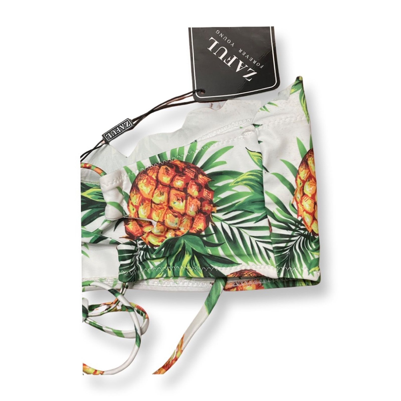 Other Zaful Bandeau Swimsuit Top Vibrant Pineapple White/Green W 4 Size ONE SIZE - 5 Thumbnail