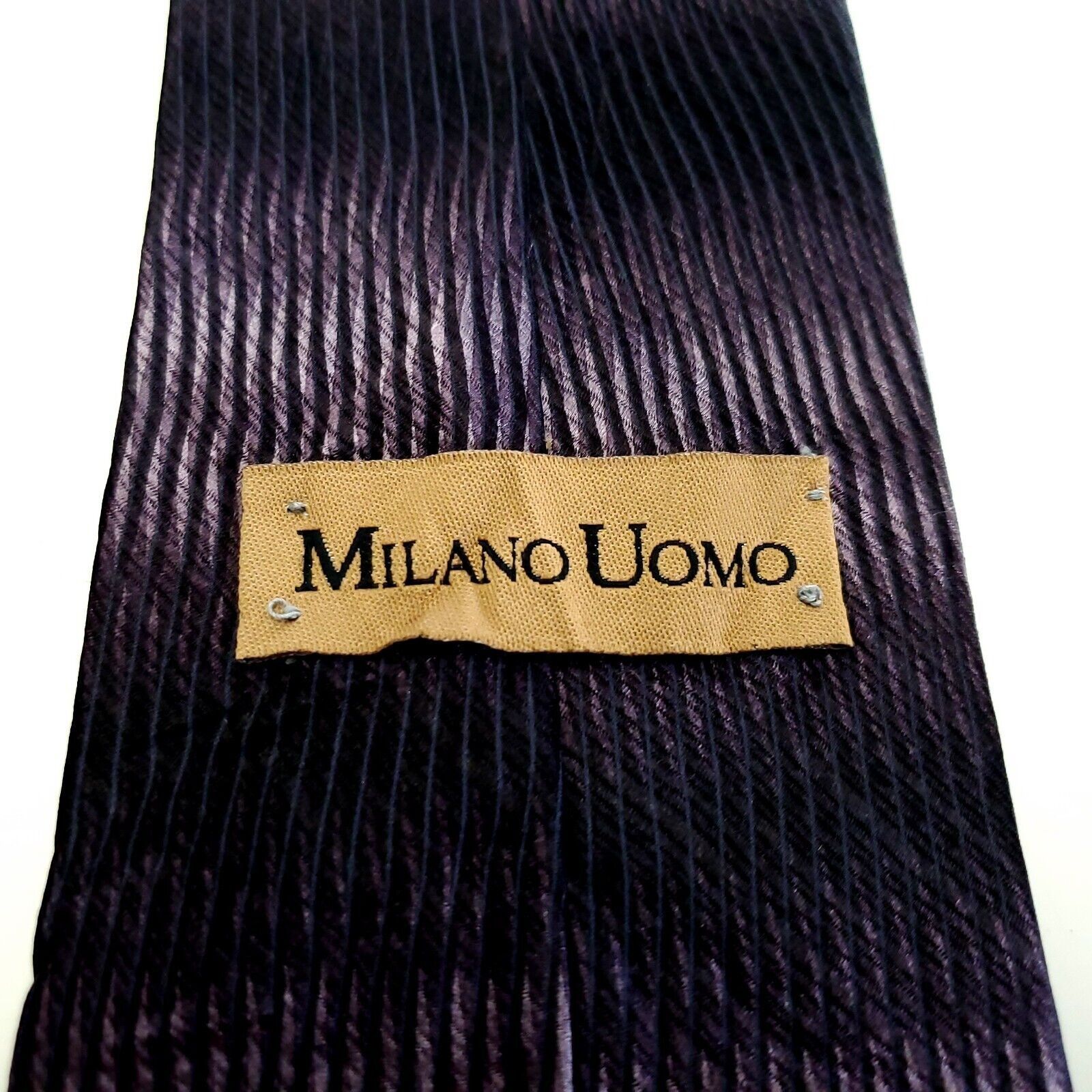 Designer Milano Uomo Purple Woven Wavy Striped Silk Tie Size ONE SIZE - 3 Thumbnail