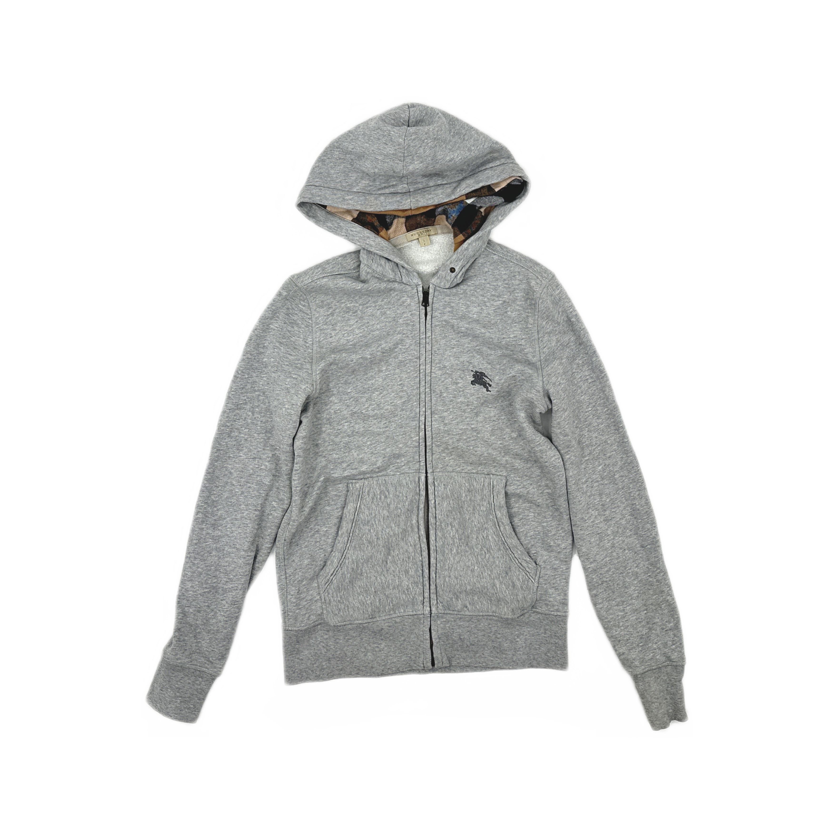 Burberry × Luxury Burberry Grey Nova Check Classic Logo Zip Up