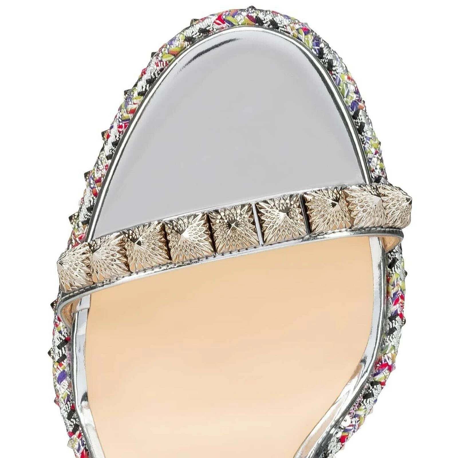 Christian Louboutin Pira Ryad 110 Silver Sequin Platform Wedge Sandal Heel 36 Size US 6 / IT 36 - 6 Thumbnail