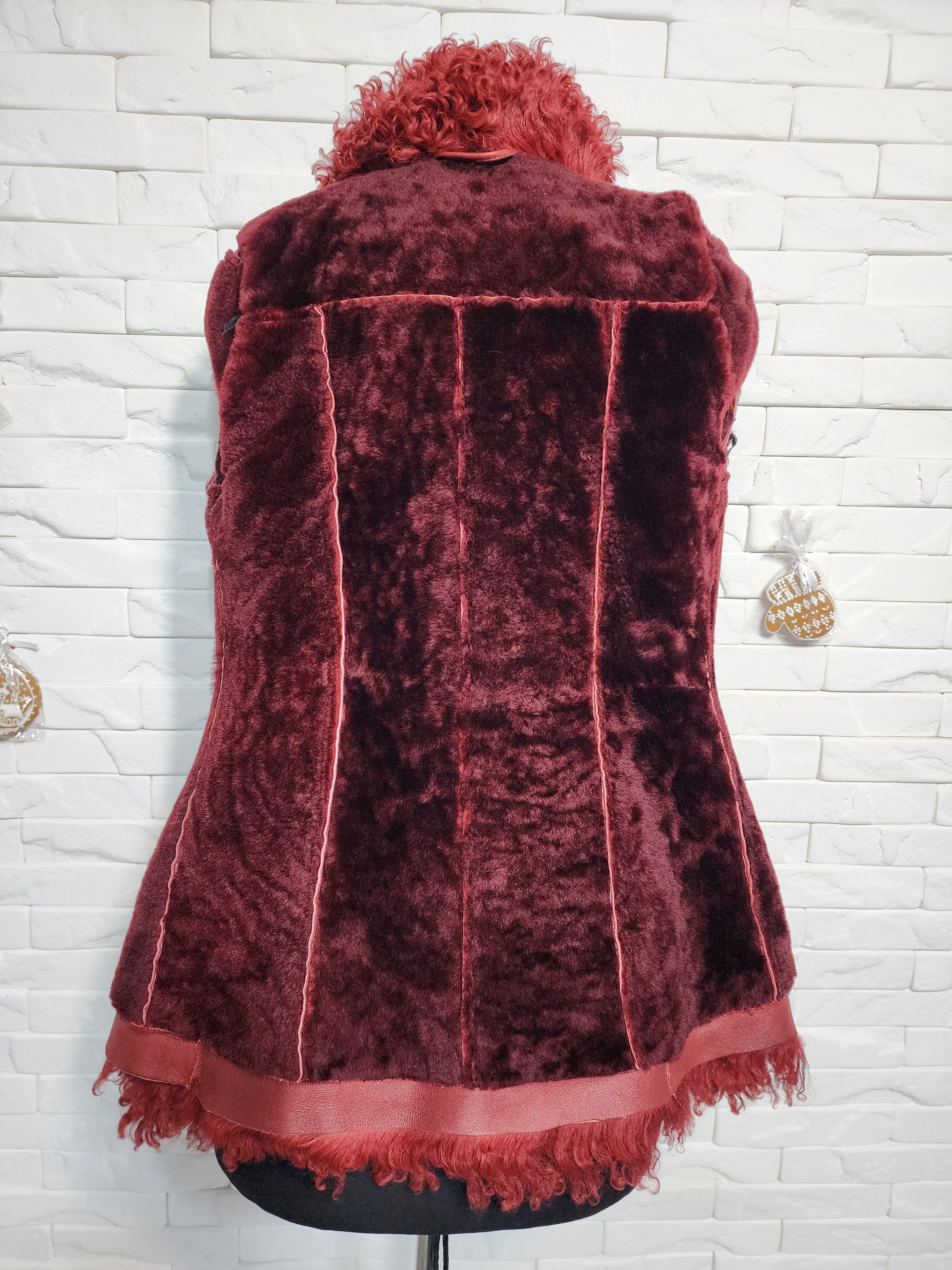 Furla Red Sheepskin Coat: Genuine Fur Winter Jacket Size S / US 4 / IT 40 - 7 Thumbnail
