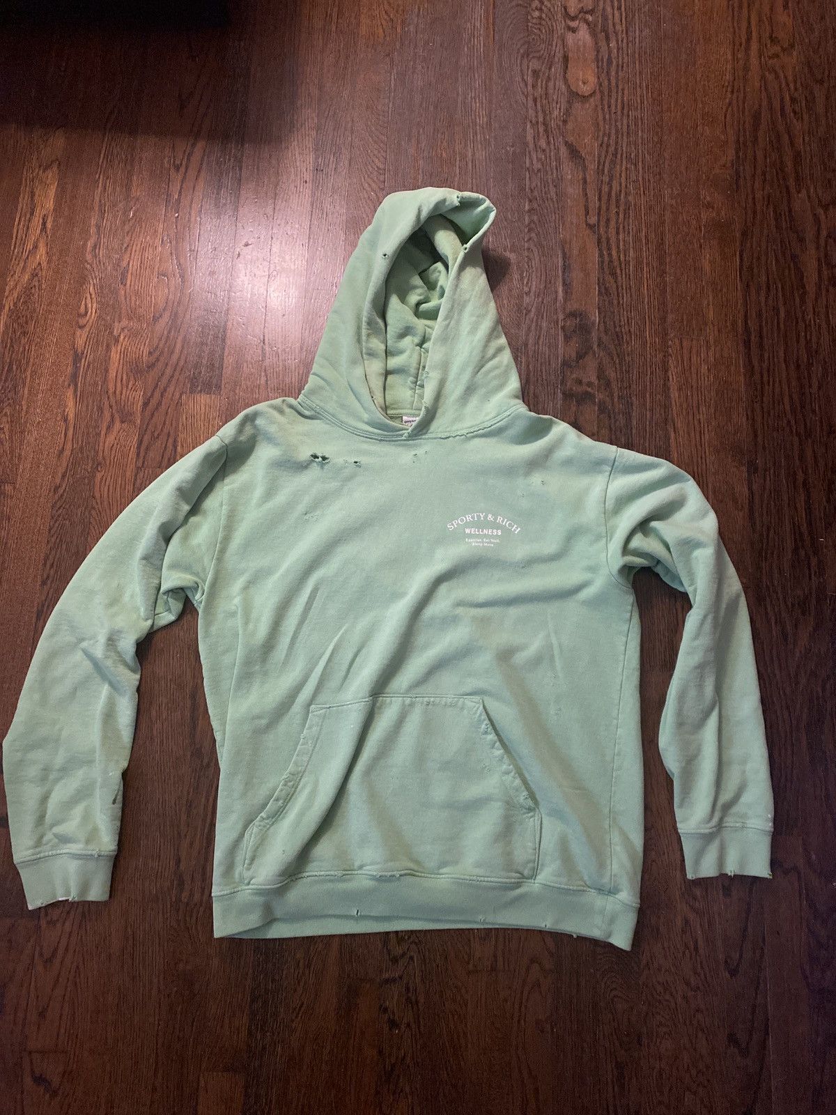 Dover Street Market Sporty & Rich Hand Distressed Hoodie Size XL Size US XL / EU 56 / 4 - 1 Thumbnail