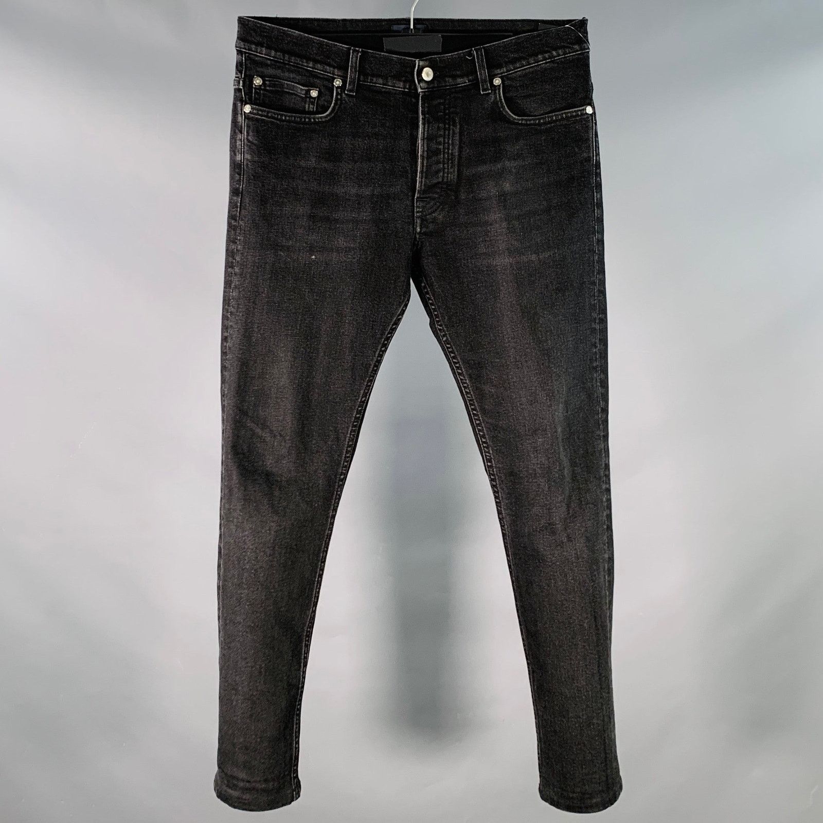 Filippa K Stan Grey Charcoal Twill Cotton Blend Slim Straight Button Size US 33 - 1 Thumbnail