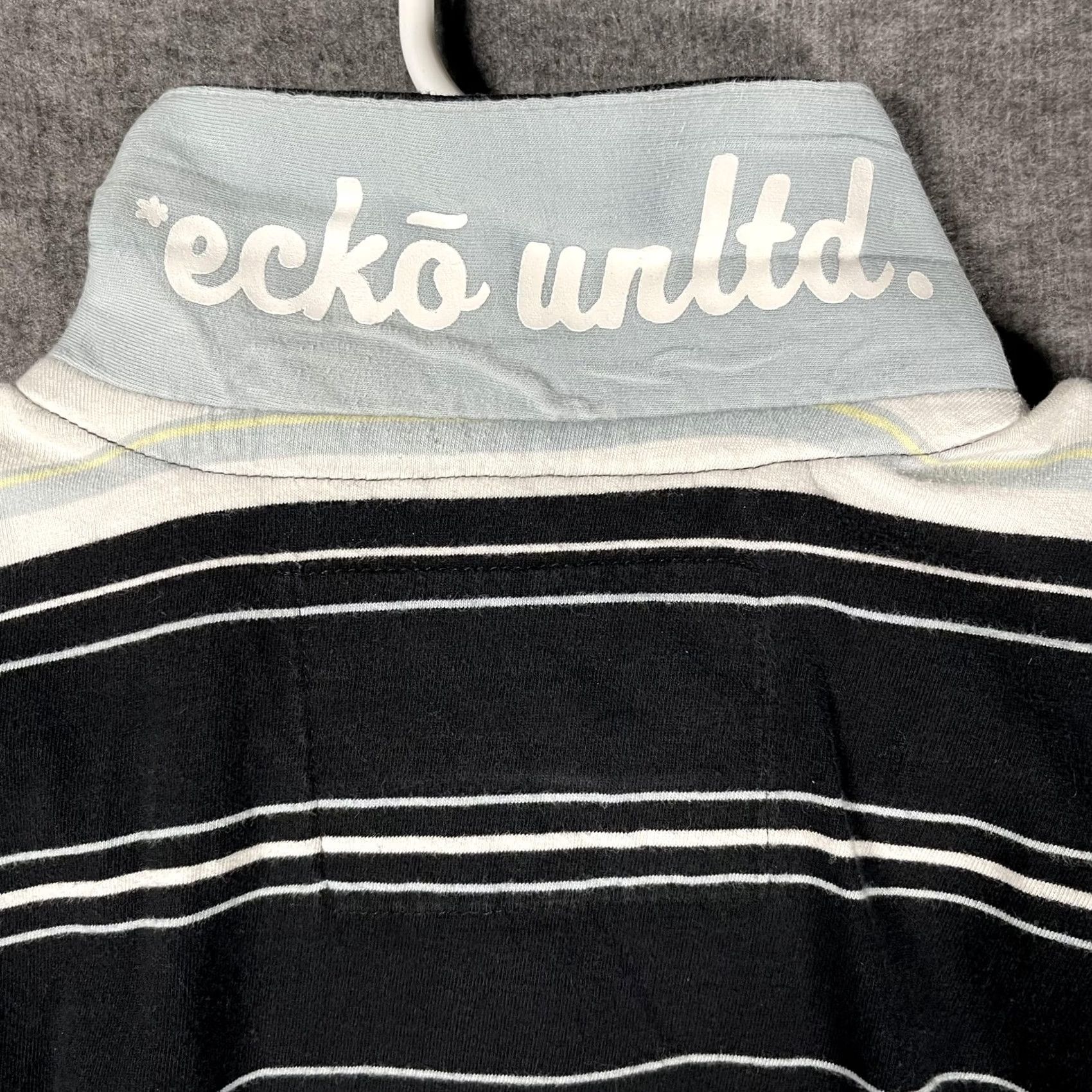 Ecko Unltd. Ecko Unltd Polo Shirt Mens 2XL Blue White Striped Rhino Logo Cotton Short Sleeve Size US XXL / EU 58 / 5 - 5 Thumbnail