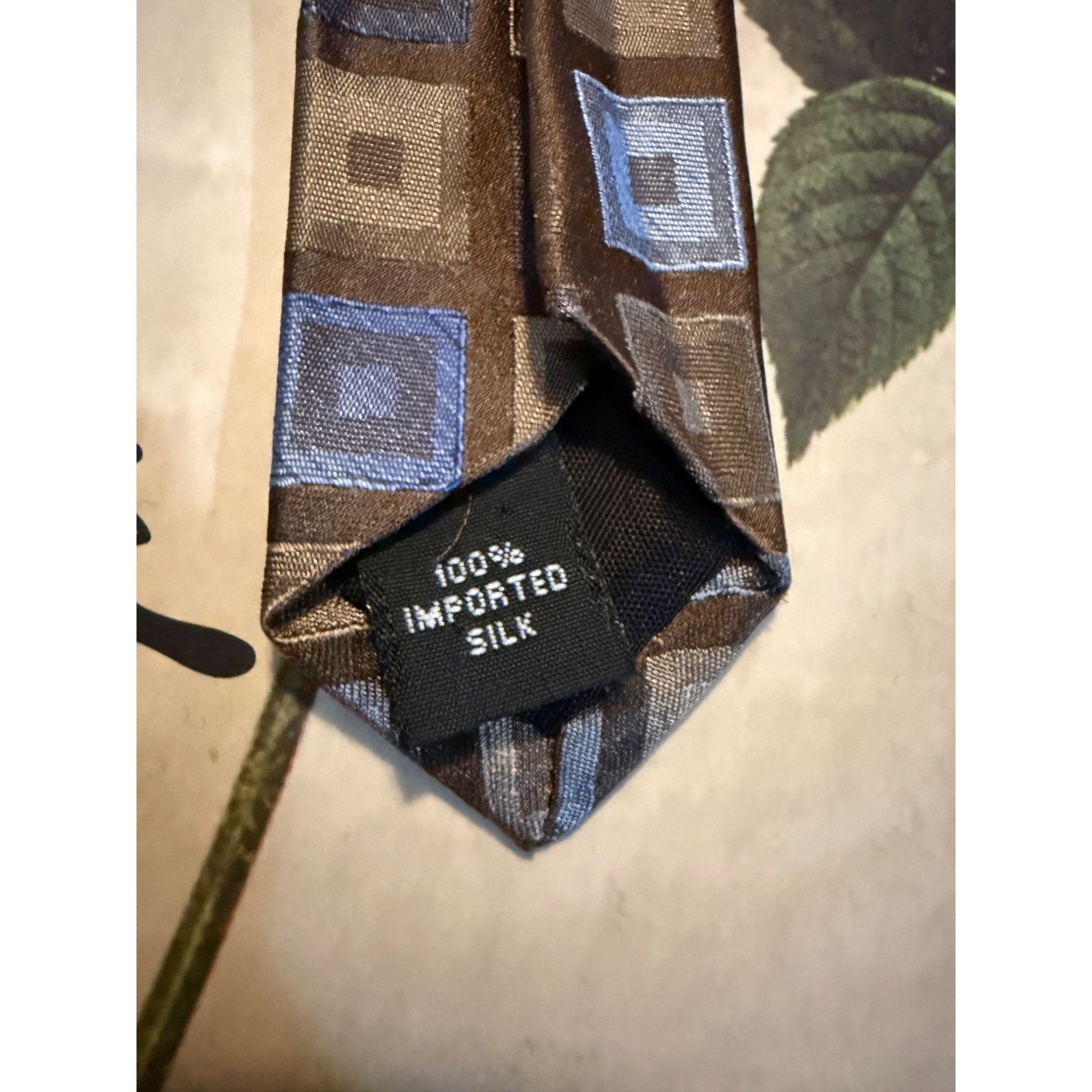 Other Perry Ellis Portfolio Brown & Blue Geometric Silk Tie - 100% Size ONE SIZE - 5 Thumbnail