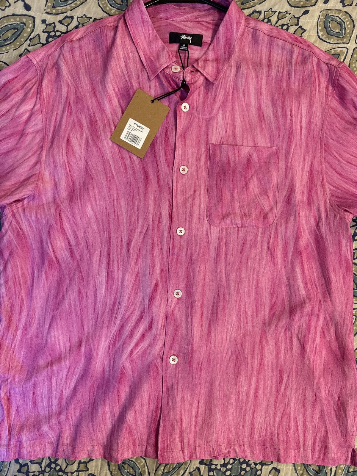 Stussy Printed Fur button down size SM