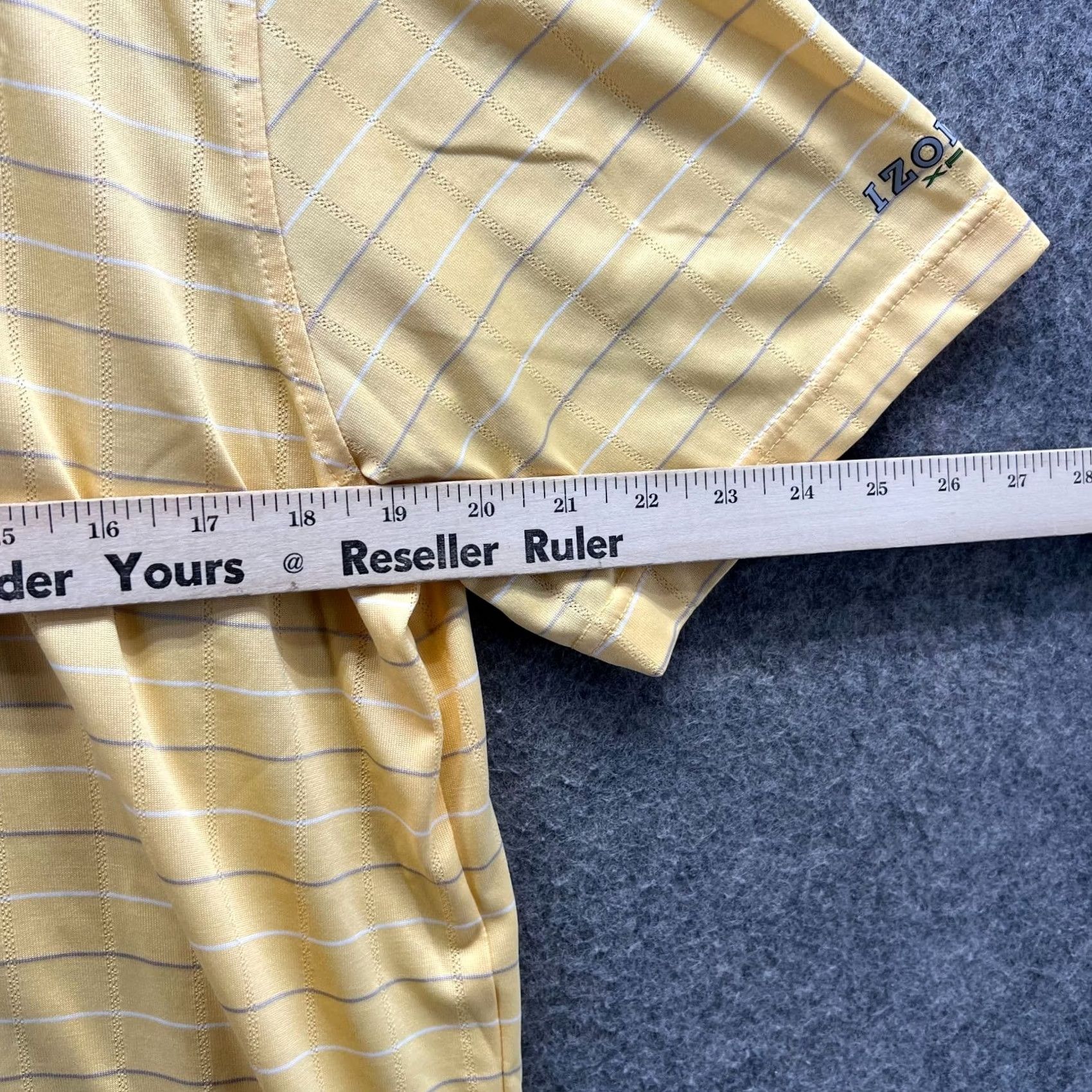Izod IZOD Polo Shirt Mens L Yellow Striped 40 in Chest Short Sleeve Button Collared Golf Preppy Activewear Casual Size US L / EU 52-54 / 3 - 3 Thumbnail