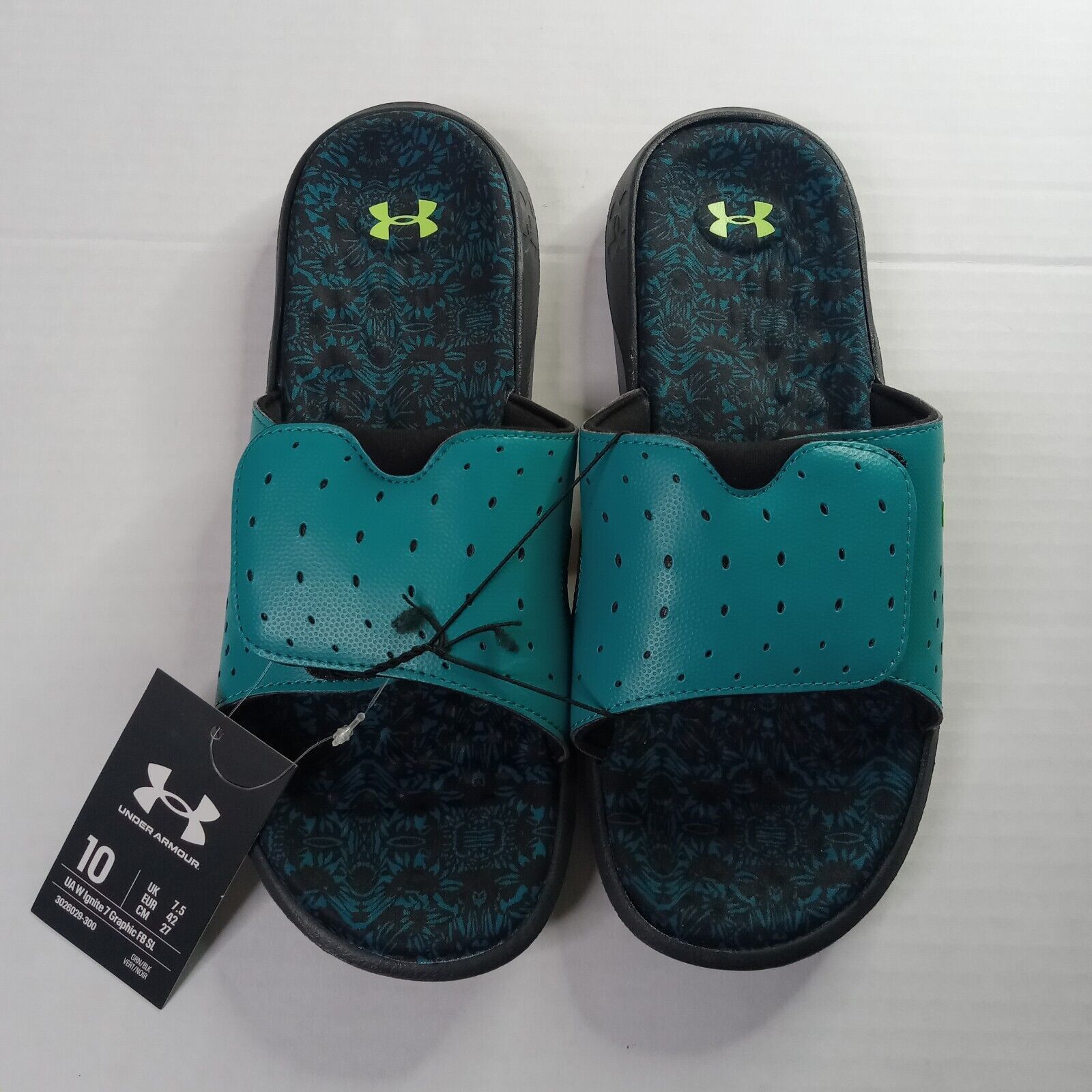 Under Armour Under Armour UA Womens Ignite 7 Slides Size 10 Green/Black Size US 10 / IT 40 - 1 Thumbnail