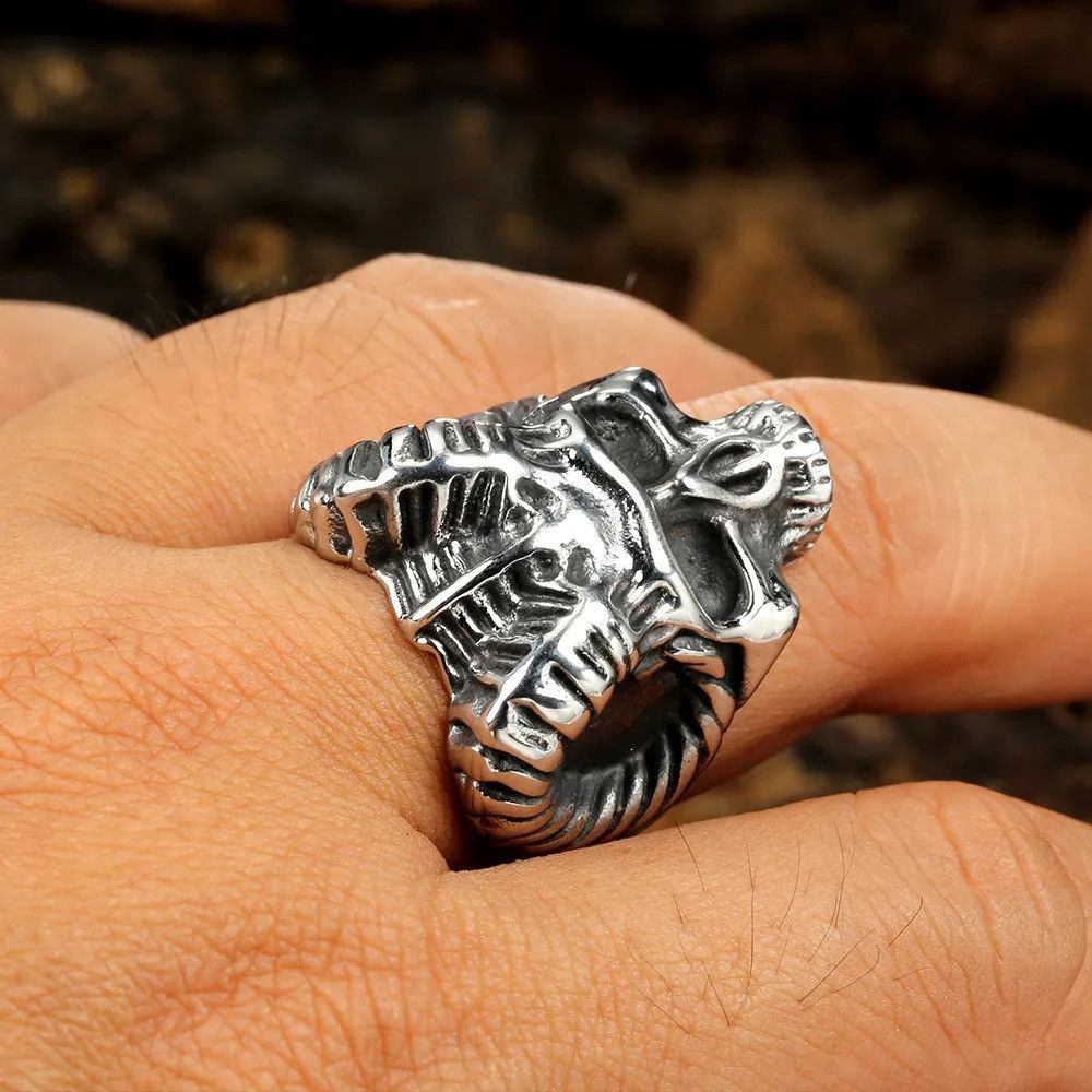 Jewelry Skull Stainless Steel Halloween Ring Size ONE SIZE - 5 Thumbnail