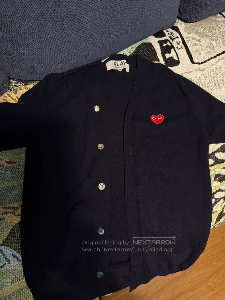 Comme des Garcons Comme Des Garcons Red heart knit long-sleeve open-front sw Size M / US 6-8 / IT 42-44 - 1 Thumbnail