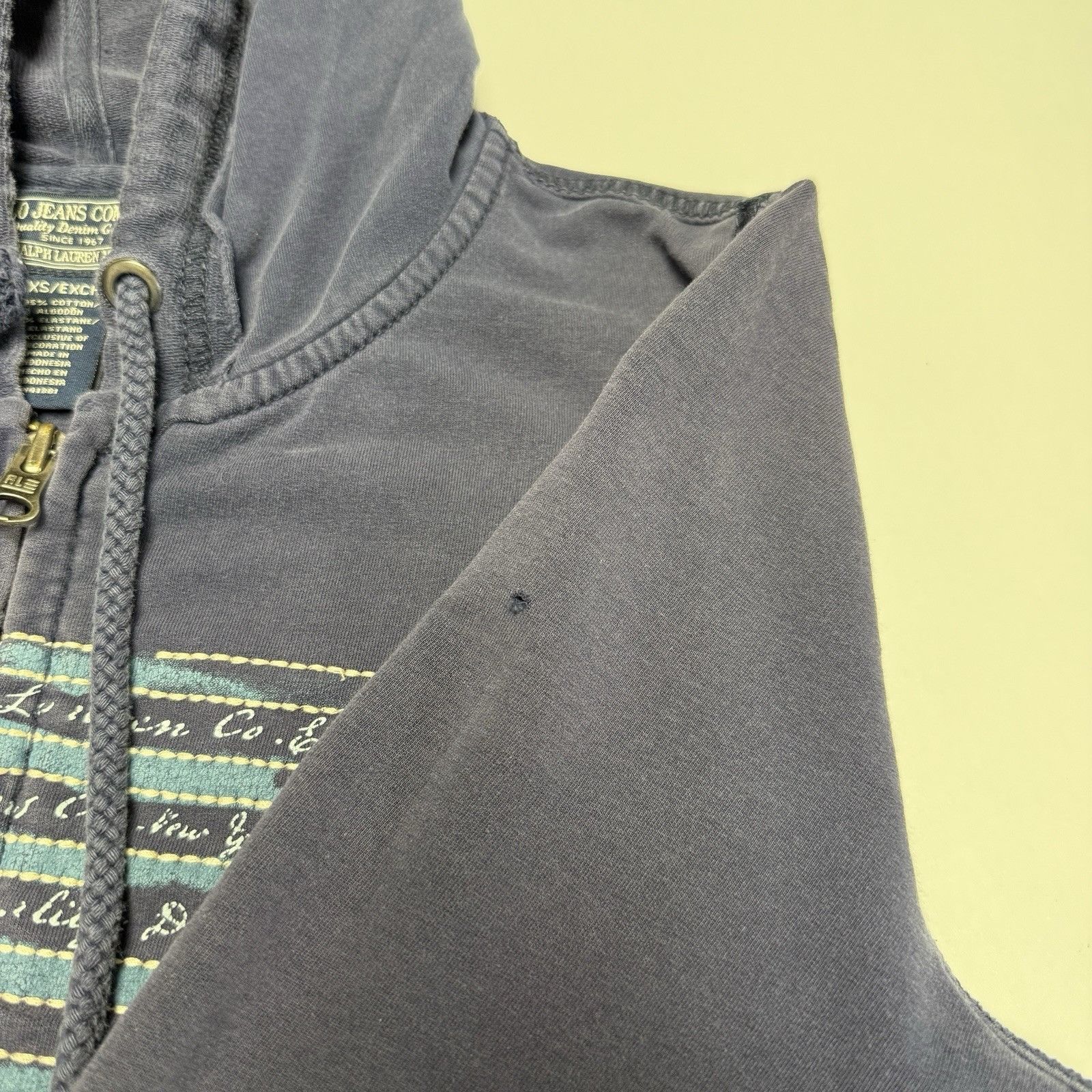 Ralph Lauren Polo Jeans Company Hoodie Womens XS 17x22.5 Blue Flag Embroi Size XS / US 0-2 / IT 36-38 - 11 Thumbnail
