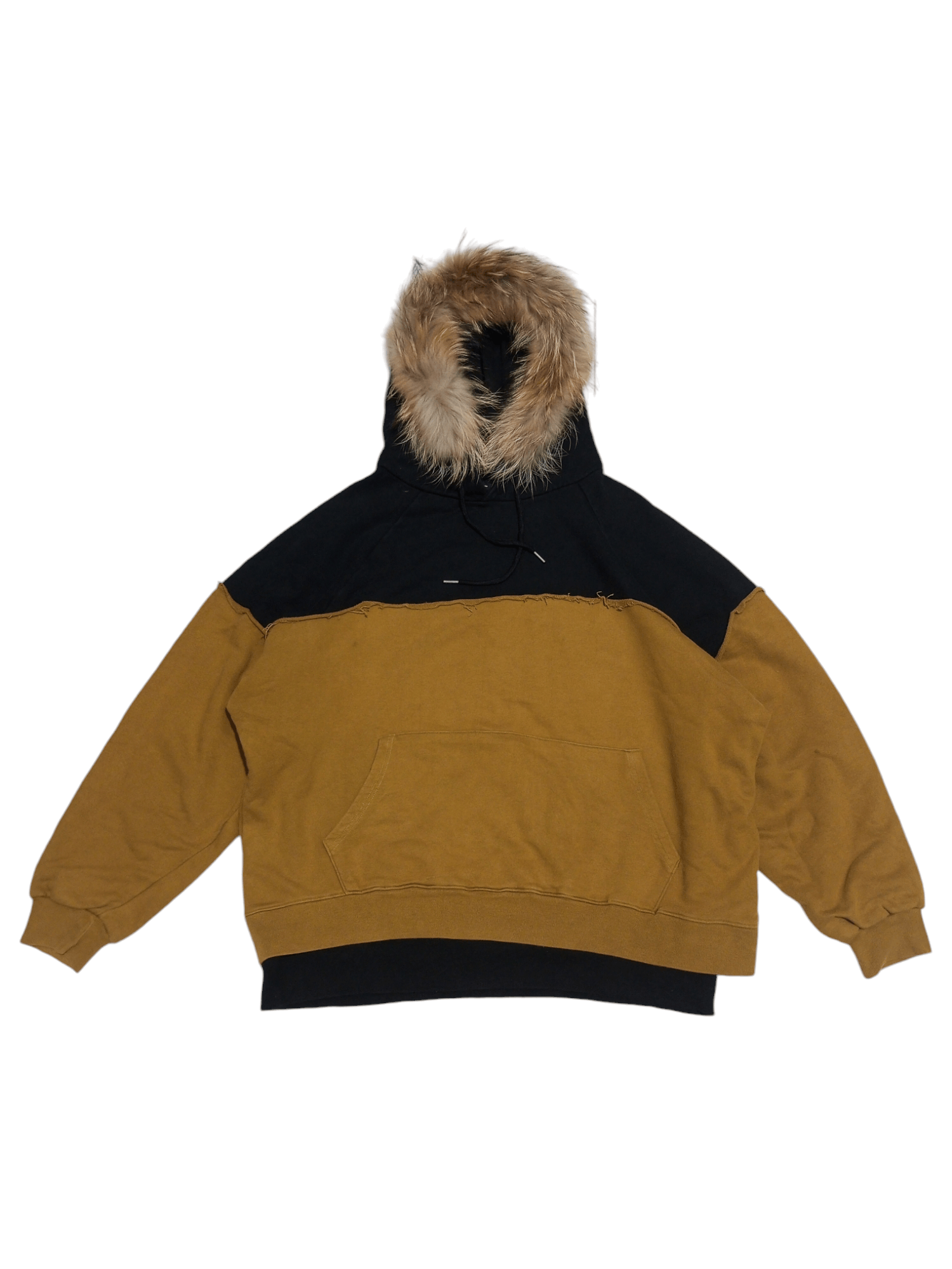 Vintage A.S.C double layer distressed oversize fur hoodie