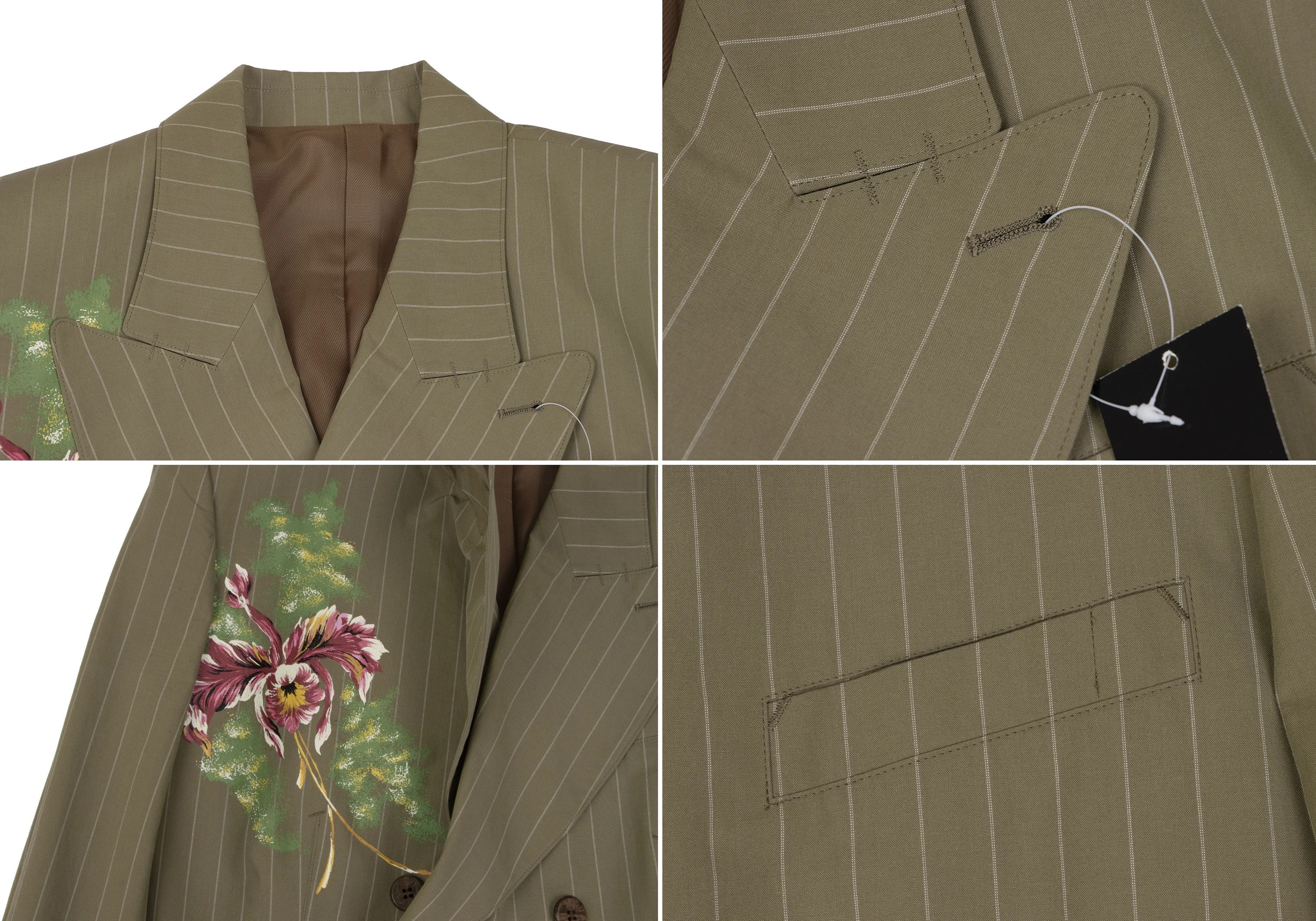 Jean Paul Gaultier Cotton Flower Print Stripe Set Up in Beige, Size 48 Size US M / EU 48-50 / 2 - 4 Thumbnail