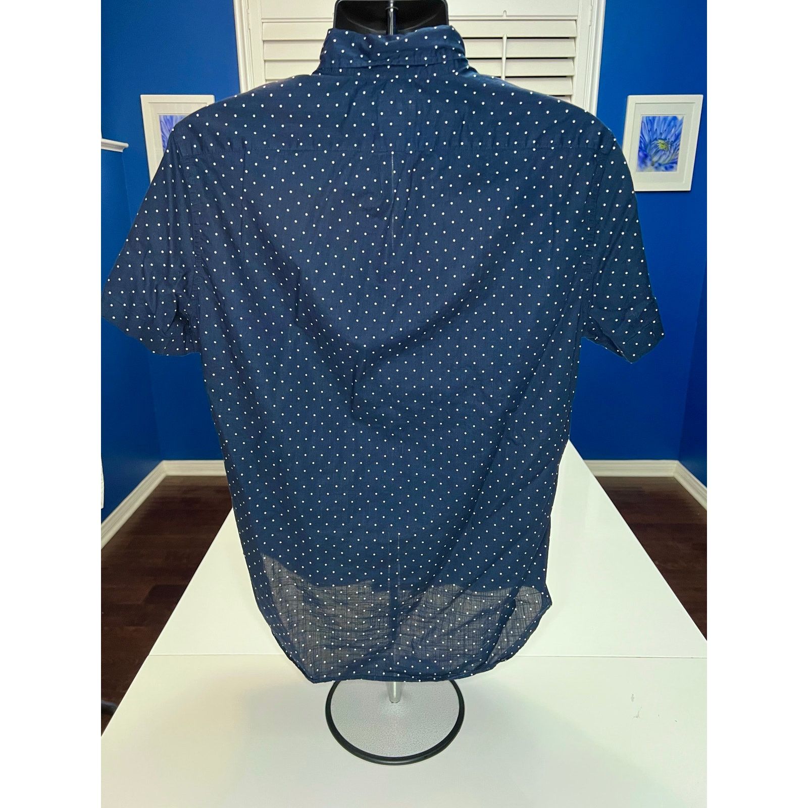 J.Crew J.Crew Classic Fit Polka Dot Short Sleeve Shirt Navy Blue Size US M / EU 48-50 / 2 - 2 Thumbnail