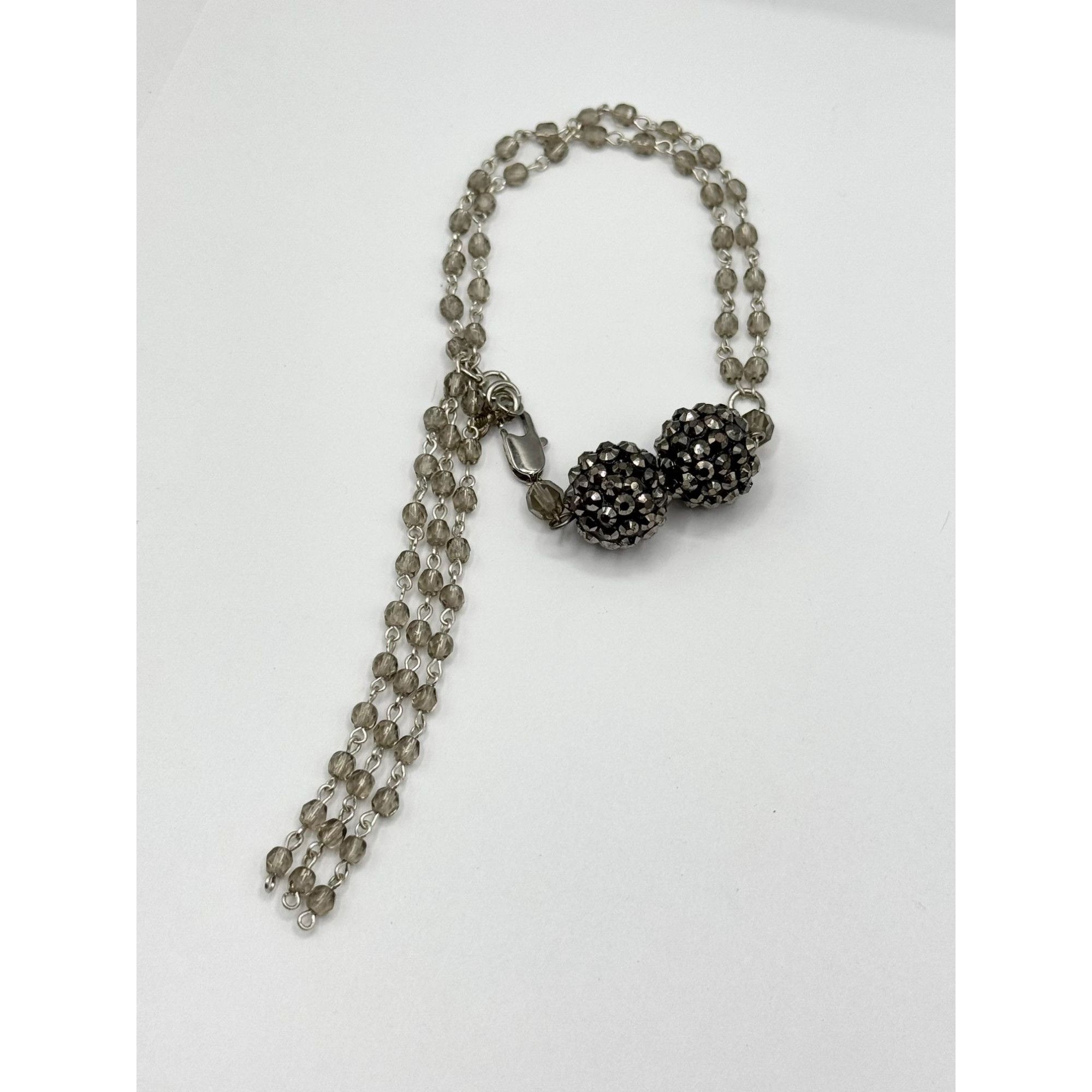 Vintage Vintage grey crystal beaded tassel rhinestone bracelet Size ONE SIZE - 2 Thumbnail