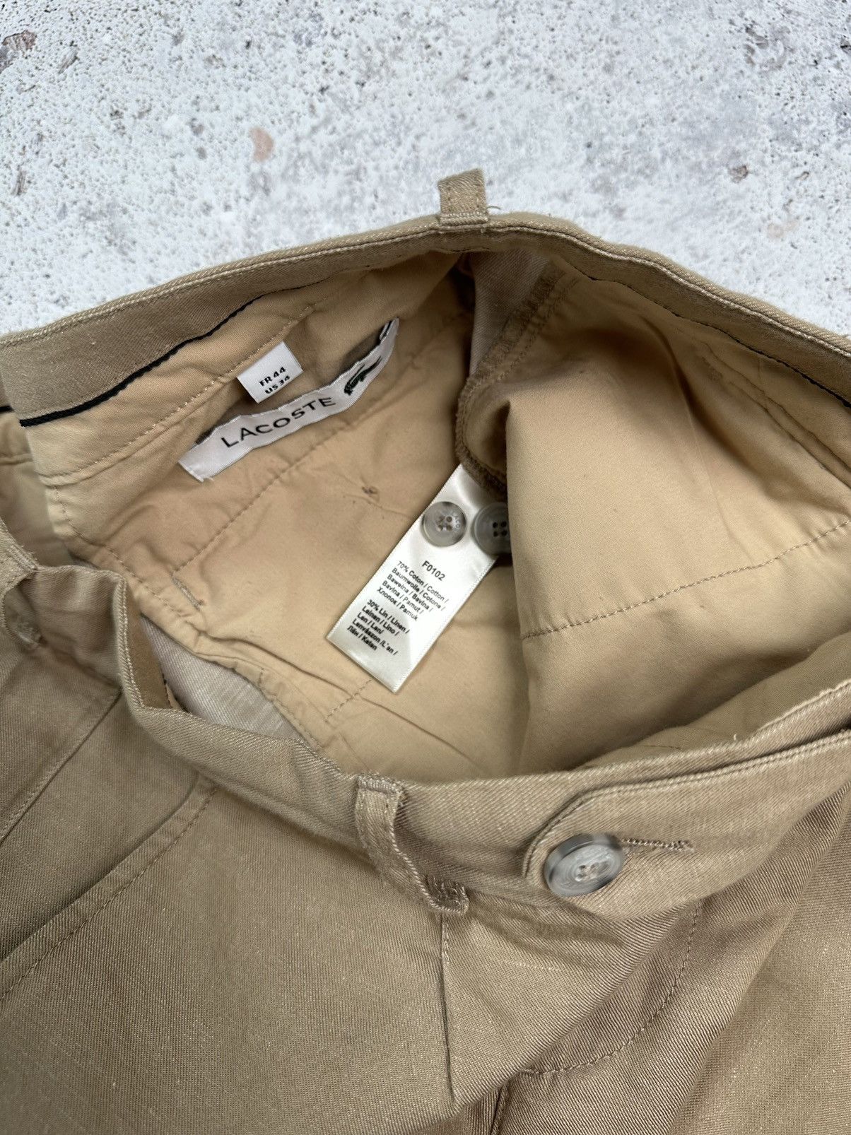 Lacoste Lacoste Cotton-Linen Trousers Men 34 Pants beige M L Size US 34 / EU 50 - 14 Thumbnail