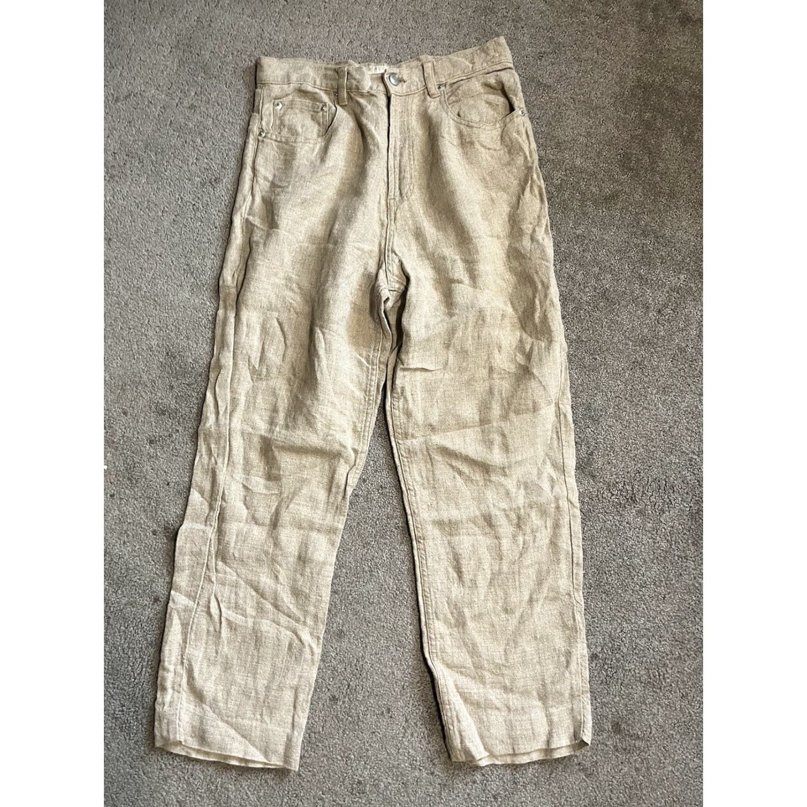 Gap VTG Gap Womens 100% Linen Chino Pants Size 10 Beige Hi Rise Crop Trousers Y2K Size 32" / US 10 / IT 46 - 2 Thumbnail
