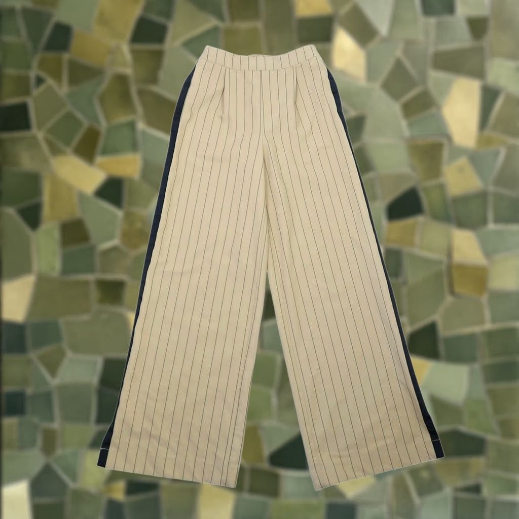 Vintage Target La Ligne Collab Tan Black Pinstripe Wide Leg Pants XXS Womens Size 24" / US 00 / IT 34 - 1 Thumbnail