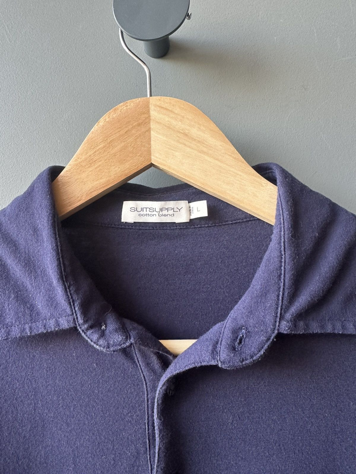 Suitsupply Suitsupply Cotton Blend Collar Navy Long Sleeve Size L Size US L / EU 52-54 / 3 - 3 Thumbnail