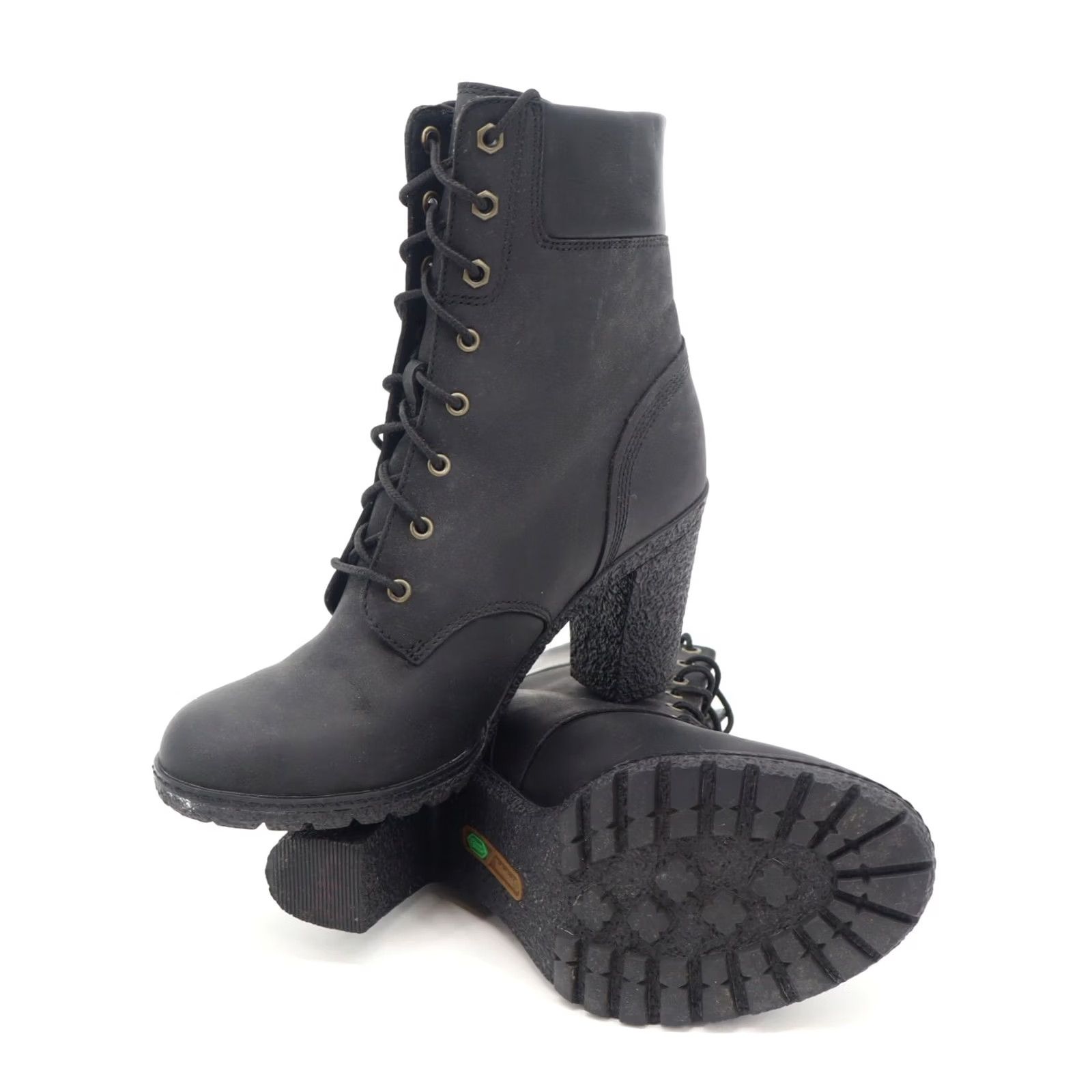 Timberland Timberland Boot Black Leather Lug Sole Block Heel 8 Women’s Ankle Combat Edgy Shoe Style Bootie Size US 8 / IT 38 - 2 Thumbnail