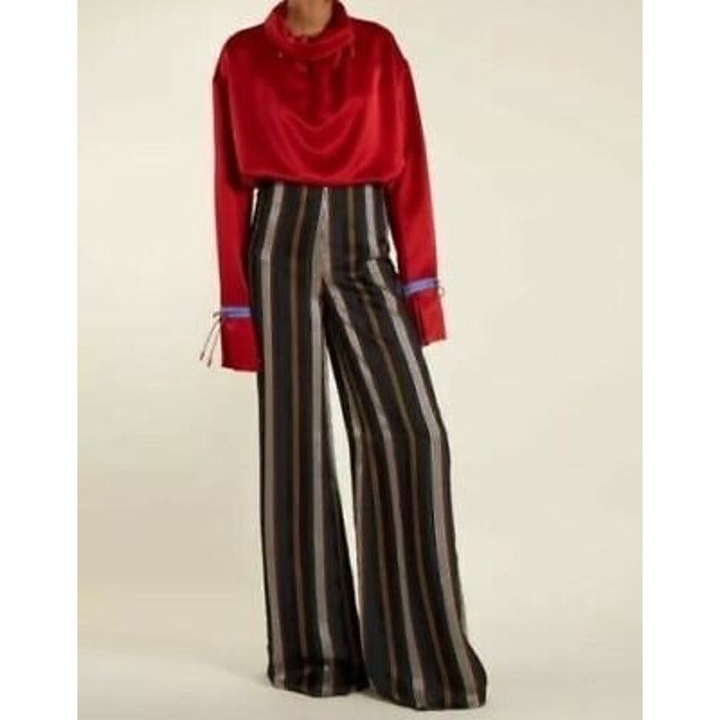 Nordstrom ROKSANDA | Navy Blue Stripe High Waist Wide Leg Pants US 10 Size 28" / US 6 / IT 42 - 1 Thumbnail