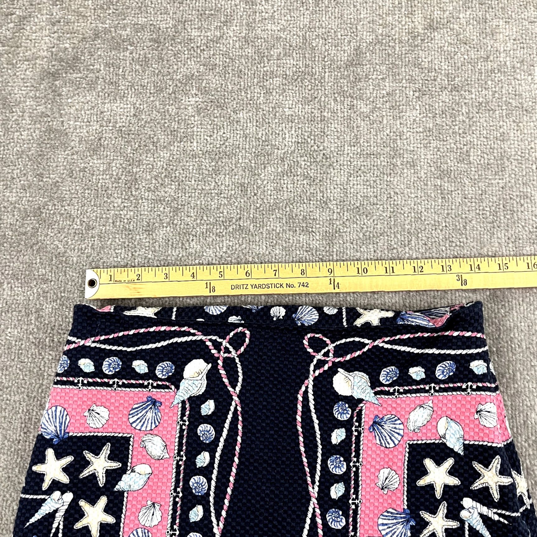 Talbots TALBOTS Skirt Womens Size 2 Blue White Shells Starfish Beach Coastal Preppy 18" Midi Multicolor Geometric Lined Zip Size 26" / US 2 / IT 38 - 4 Thumbnail